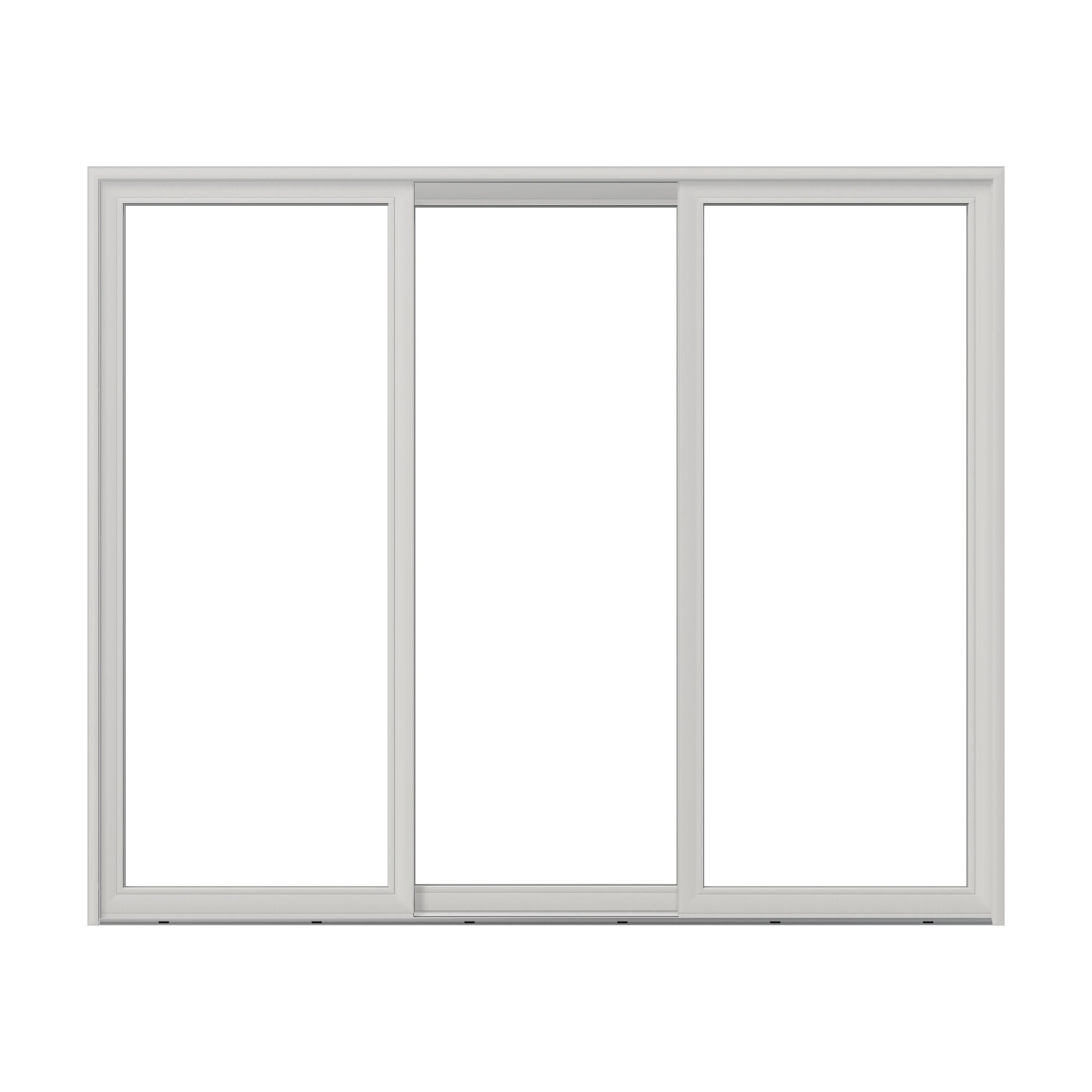 Straight exterior view of Amalfi 144 × 119.25 inch 3-Panel ORO Vinyl Sliding Patio Door — White / White