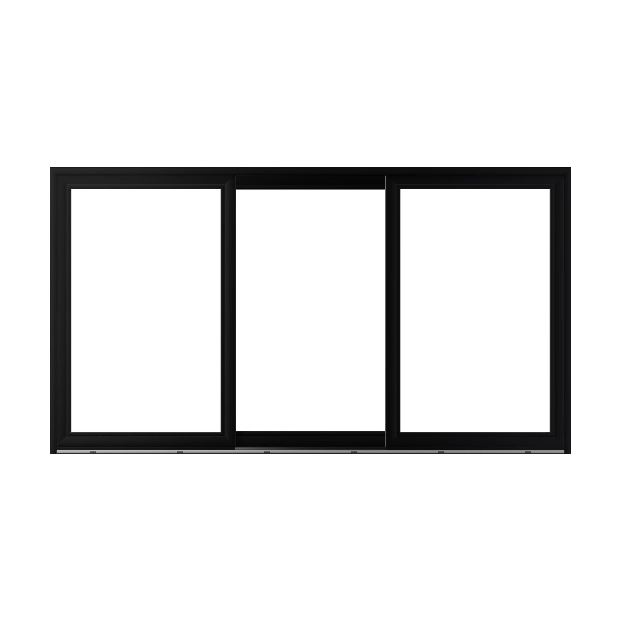 Straight exterior view of Amalfi 144 × 79.25 inch 3-Panel ORO Vinyl Sliding Patio Door — Black / White