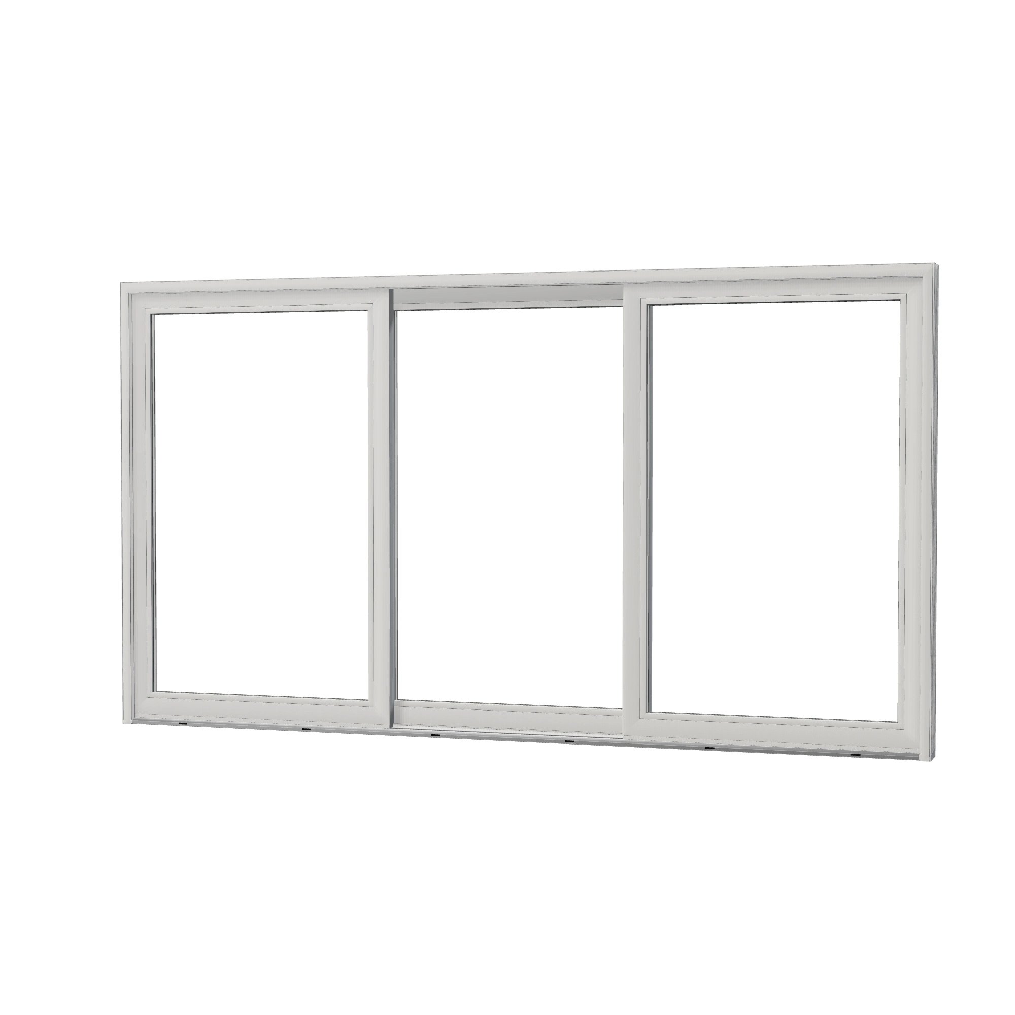 Angled exterior view of Amalfi 144 × 79.25 inch 3-Panel ORO Vinyl Sliding Patio Door — White / White
