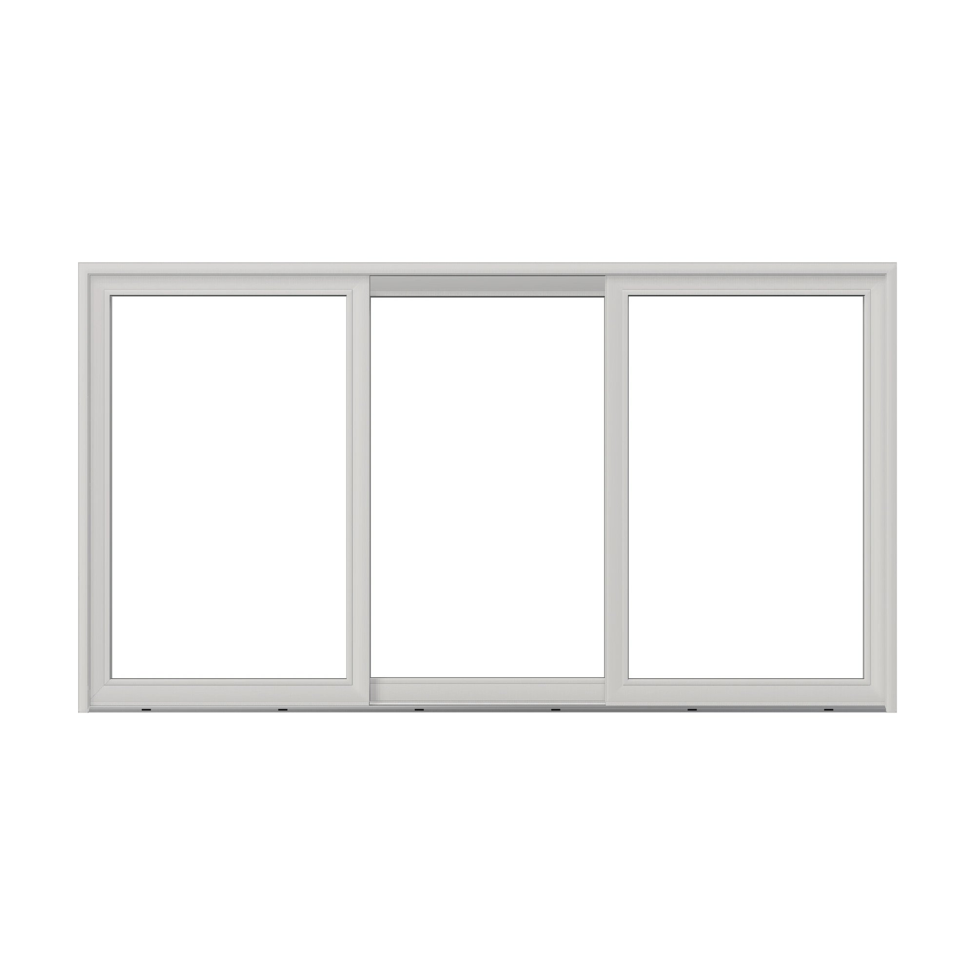Straight exterior view of Amalfi 144 × 79.25 inch 3-Panel ORO Vinyl Sliding Patio Door — White / White