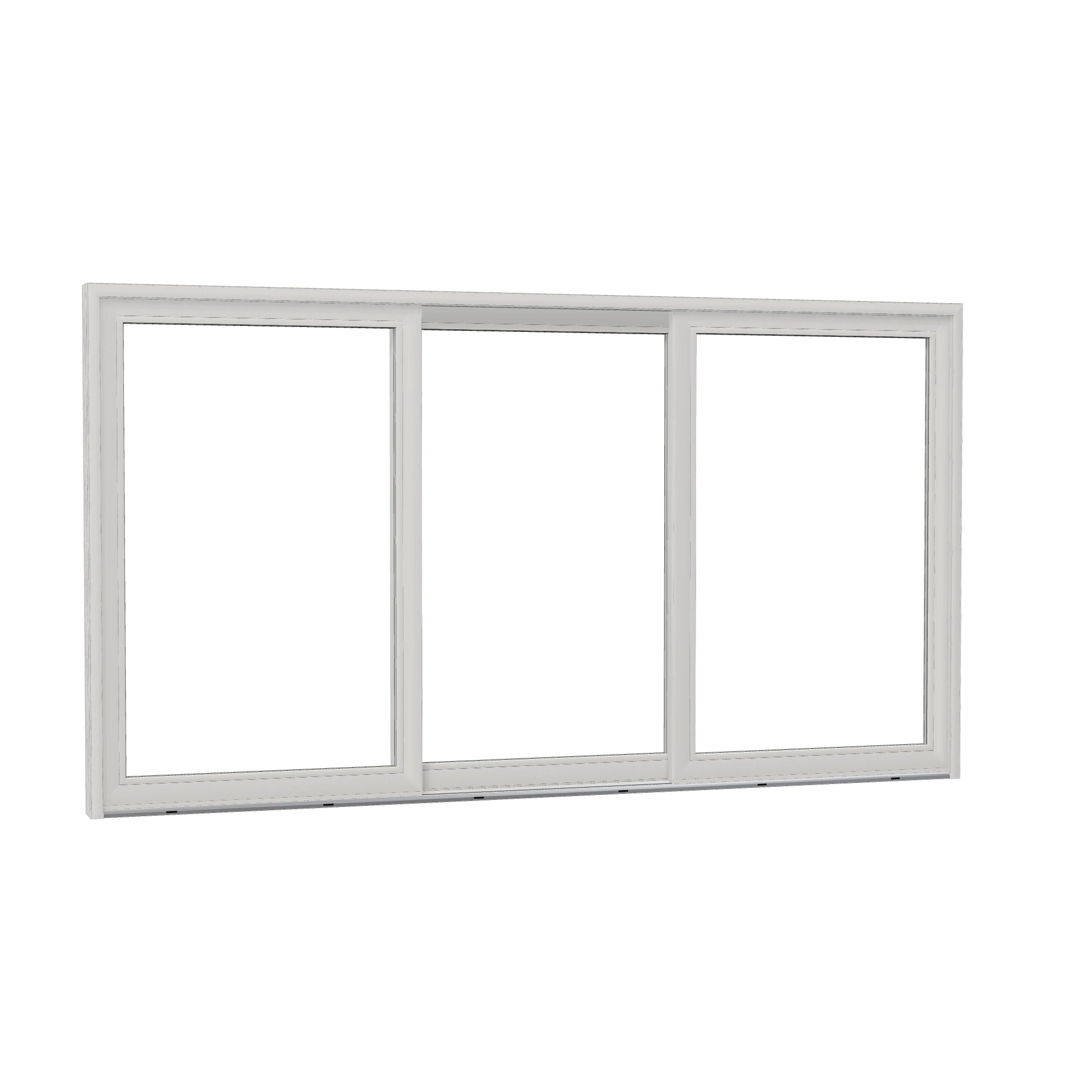 Opposite exterior angle of Amalfi 144 × 79.25 inch 3-Panel ORO Vinyl Sliding Patio Door — White / White