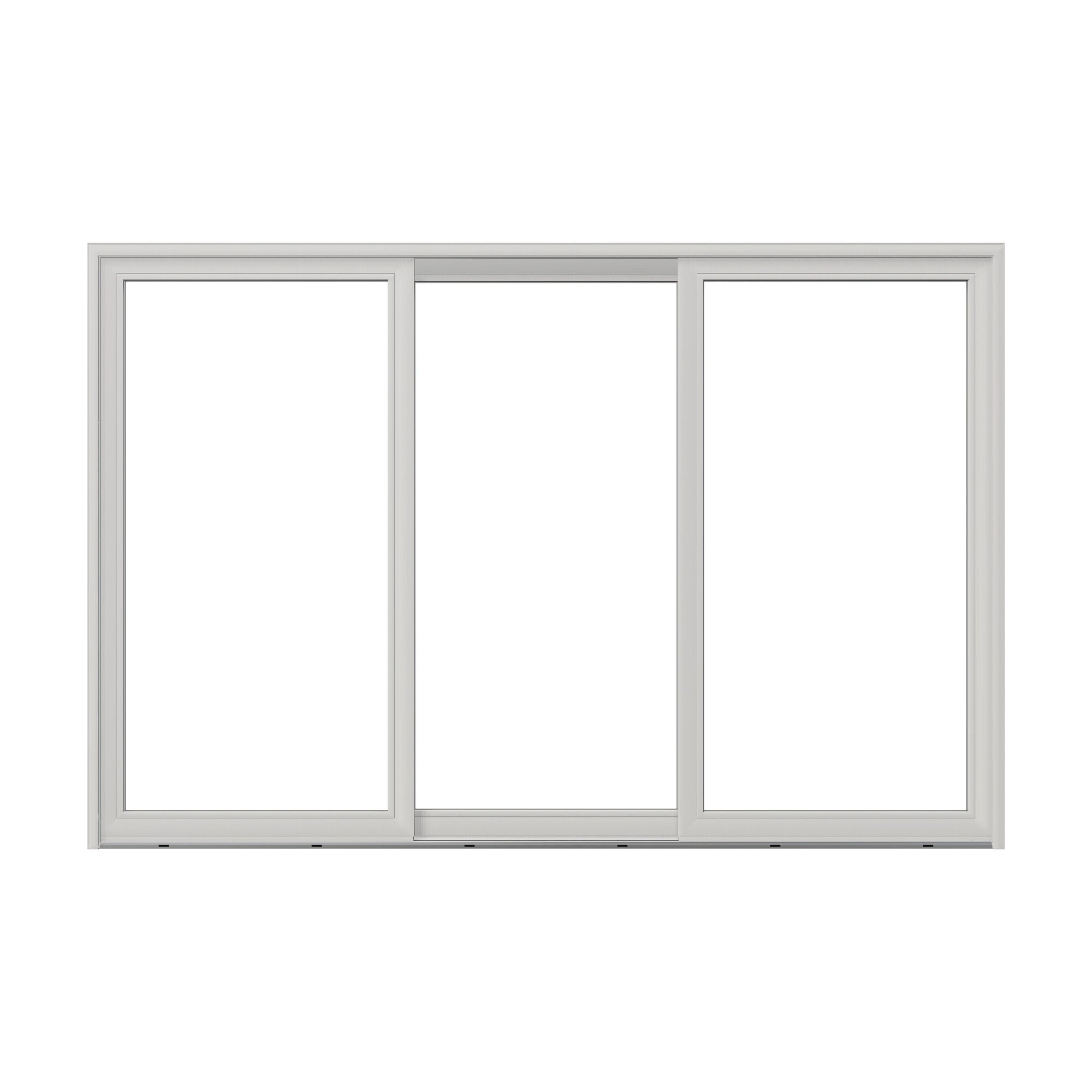 Straight exterior view of Amalfi 144 × 95.25 inch 3-Panel ORO Vinyl Sliding Patio Door — White / White