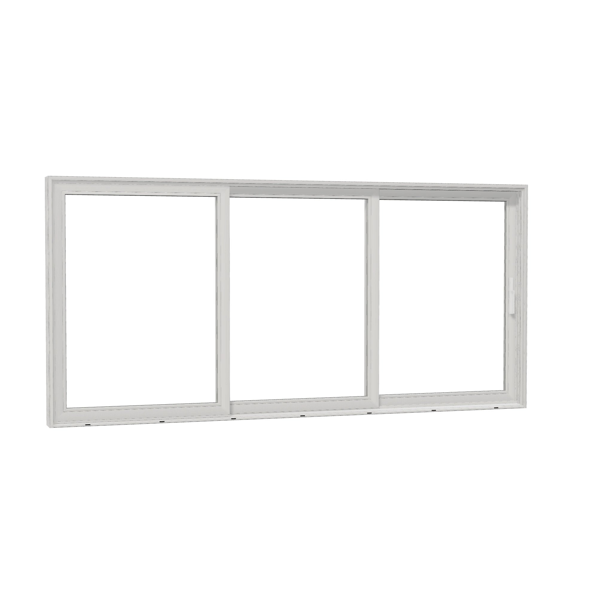 Opposite exterior angle of Aria 168 × 79.25 inch 3-Panel OXX Vinyl Sliding Patio Door — White / White