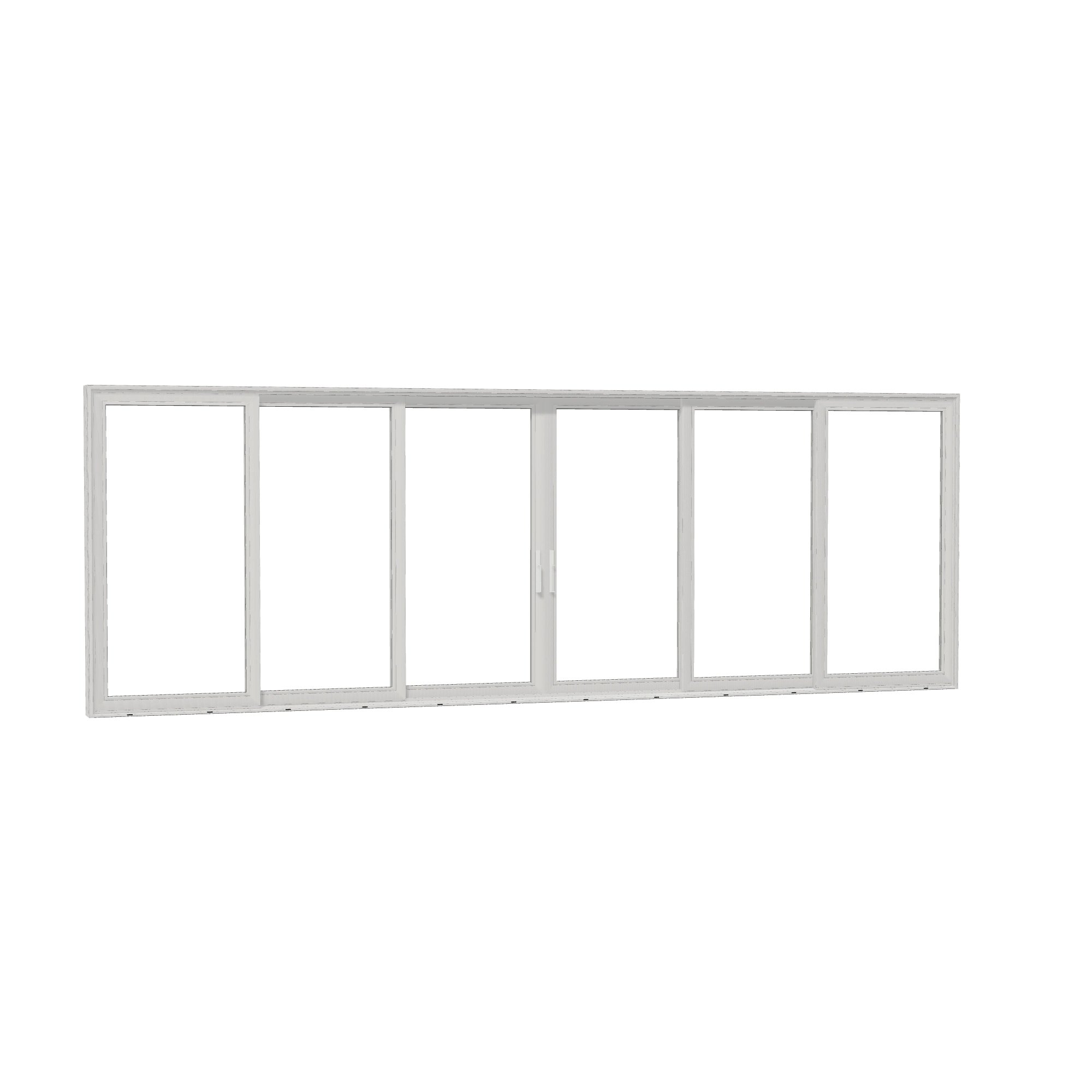 Opposite exterior angle of Aria 278.06 × 95.25 inch 6-Panel OXXXXO Vinyl Sliding Patio Door — White / White