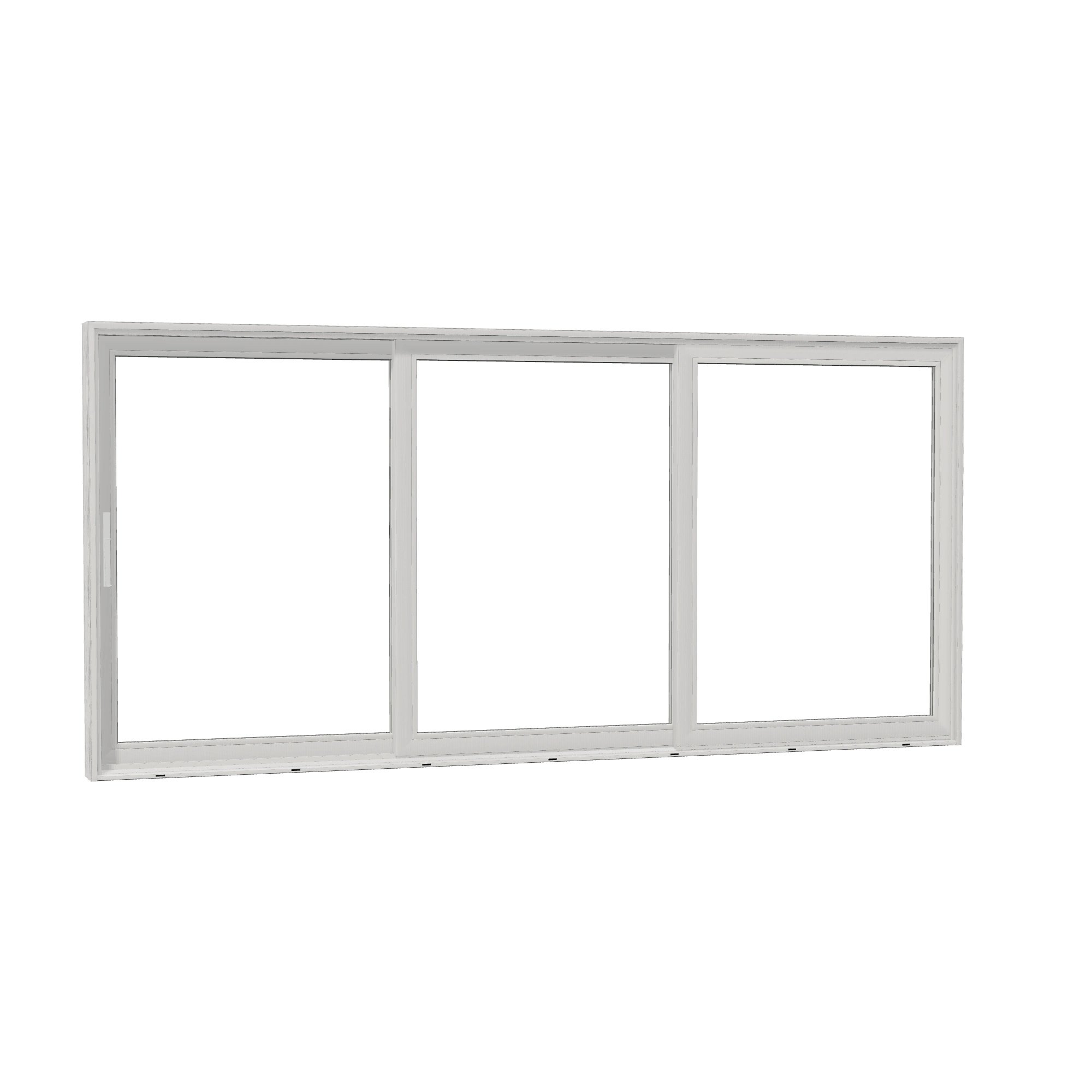 Opposite exterior angle of Aria 168 × 79.25 inch 3-Panel XXO Vinyl Sliding Patio Door — White / White