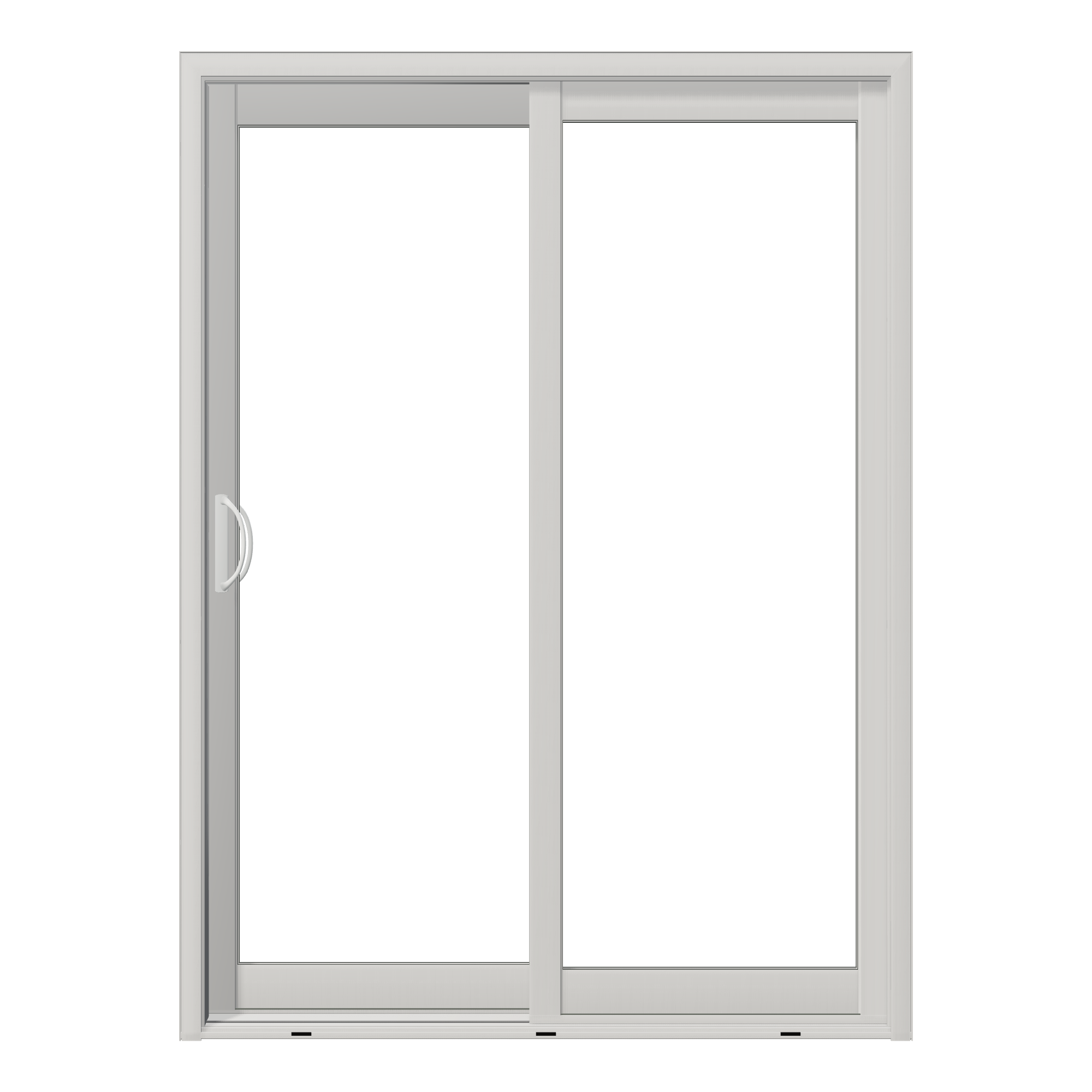 Straight exterior view of Capri 58.75 × 79.25 inch LO Sliding Patio Door — White / White