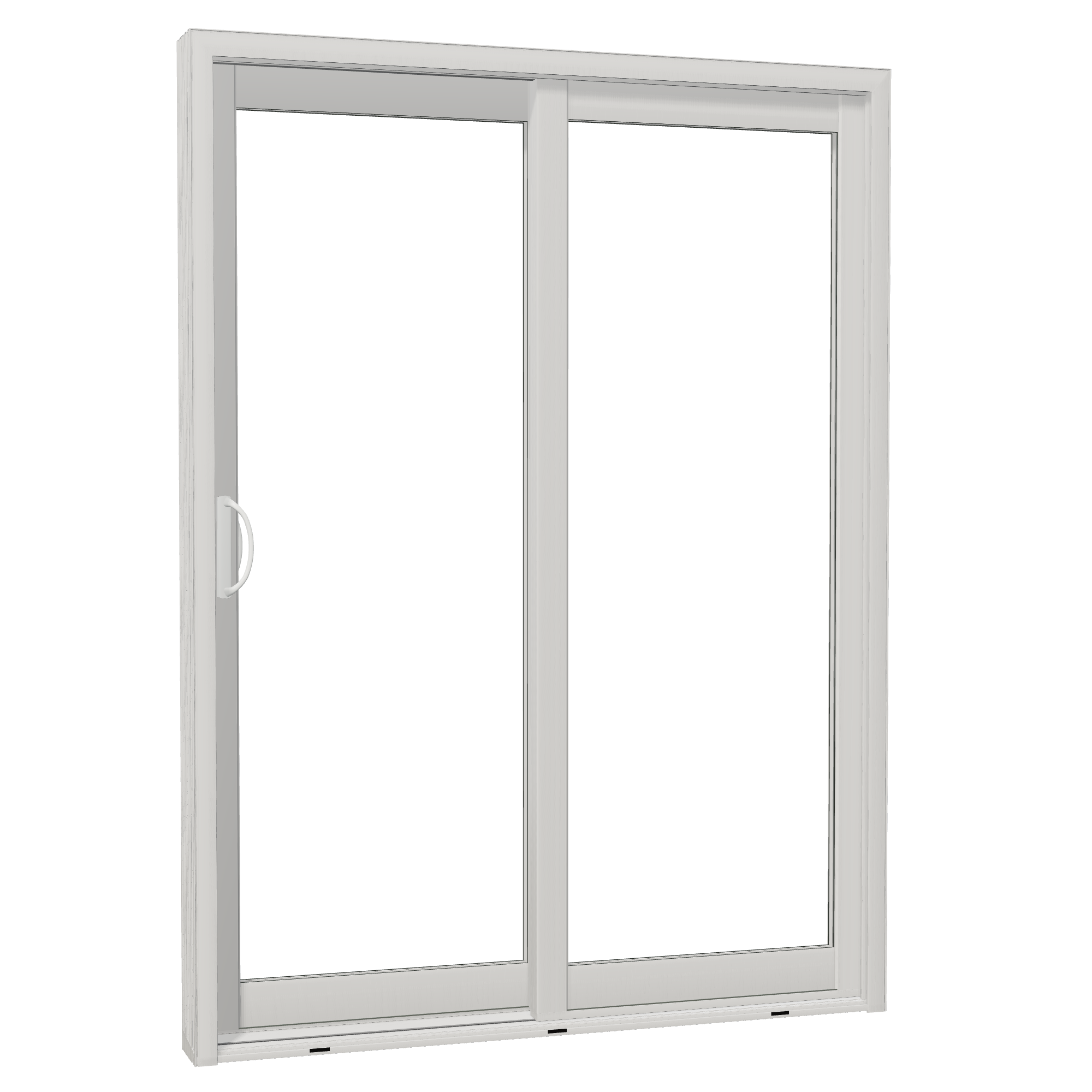 Opposite exterior angle of Capri 58.75 × 79.25 inch LO Sliding Patio Door — White / White