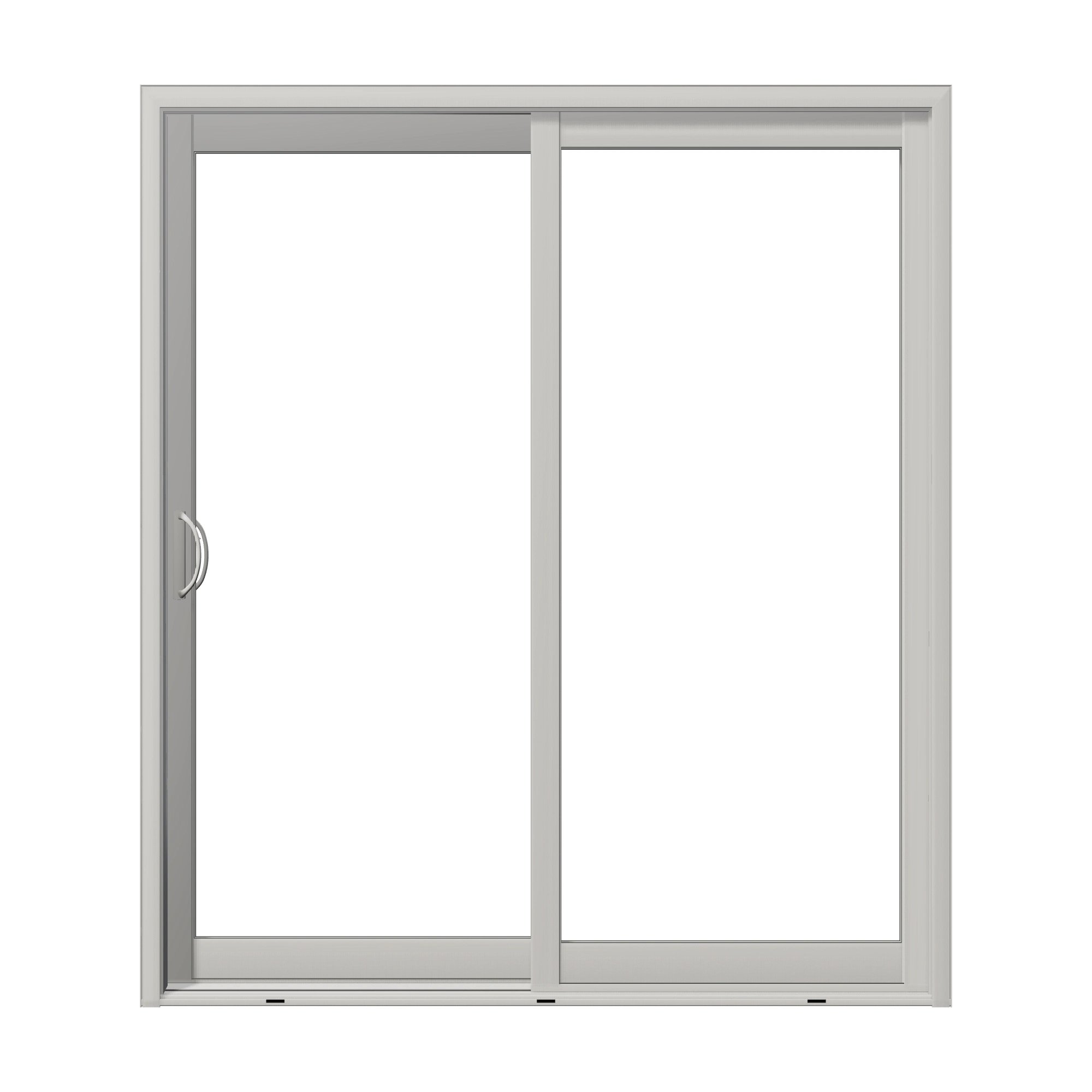 Straight exterior view of Capri 71.5 × 81.25 inch 2-Panel LO Vinyl Sliding Patio Door — White / White