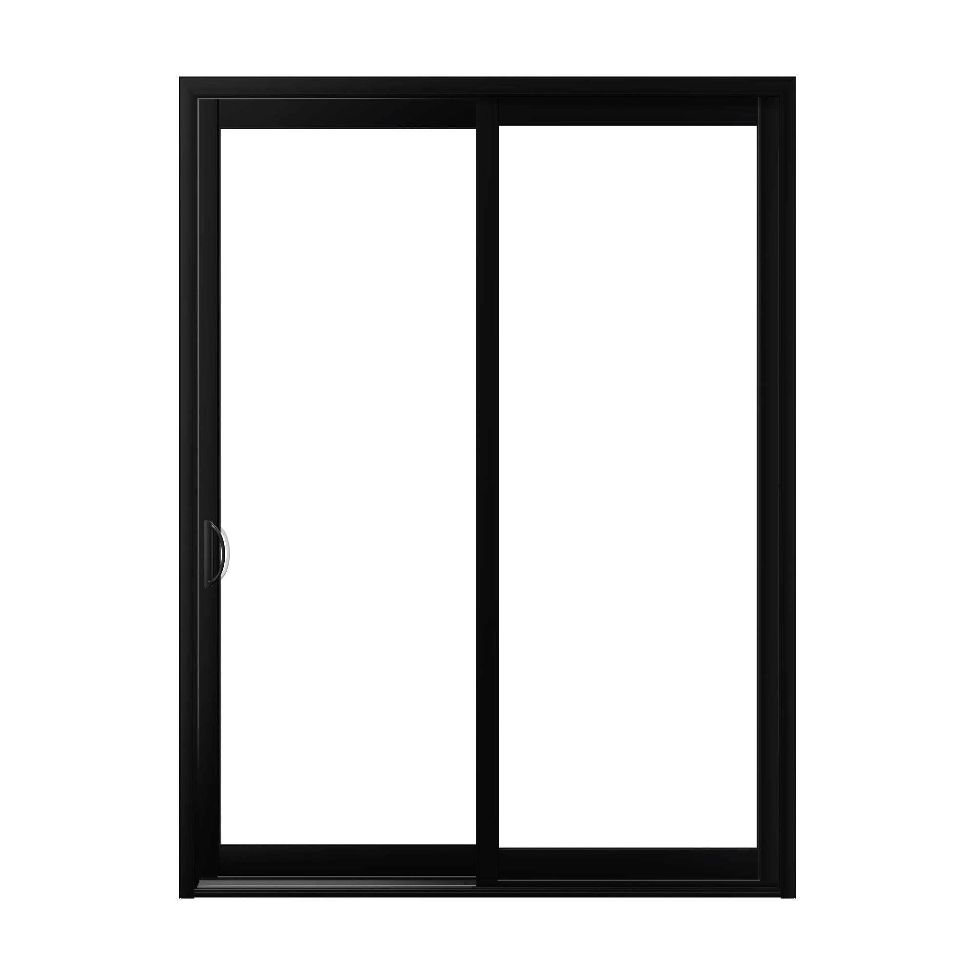 Straight exterior view of Capri 71.5 × 95.25 inch 2-Panel LO Vinyl Sliding Patio Door — Black / White