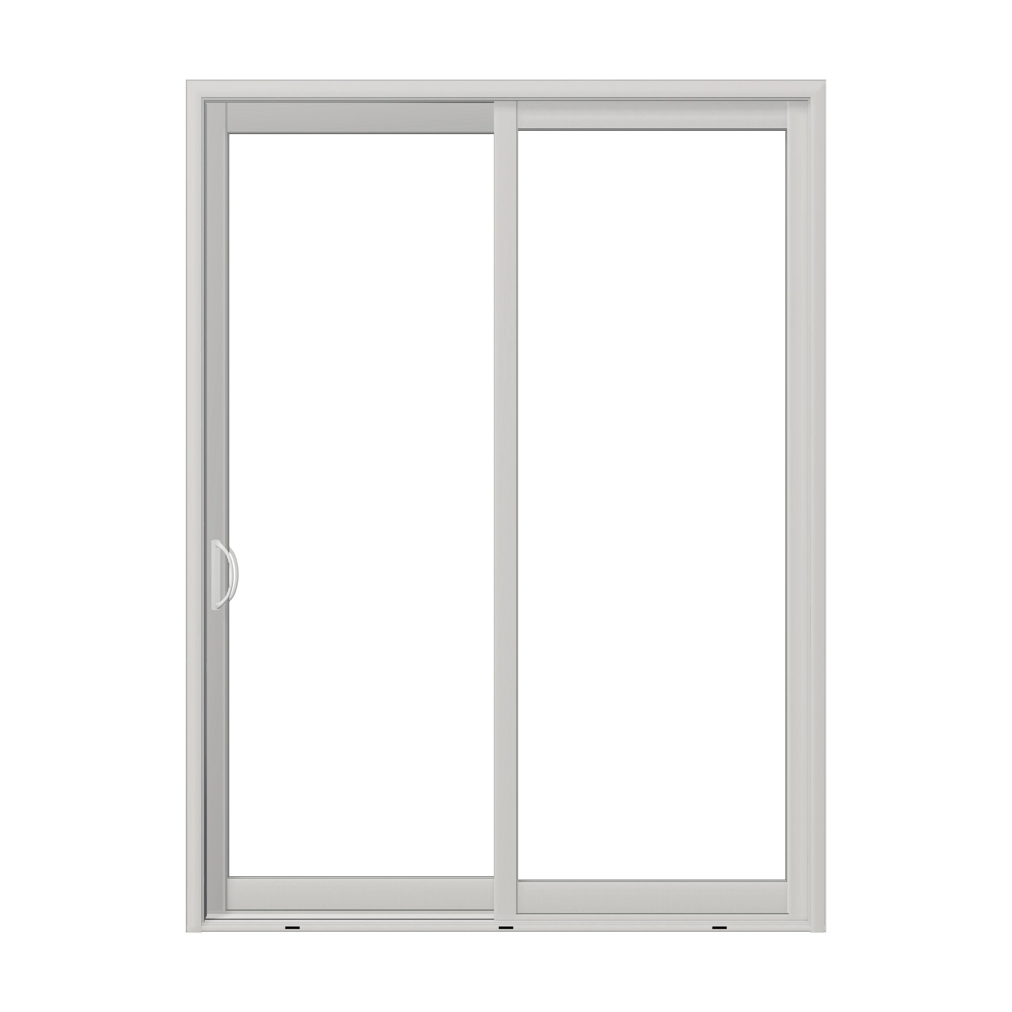 Straight exterior view of Capri 71.5 × 95.25 inch 2-Panel LO Vinyl Sliding Patio Door — White / White
