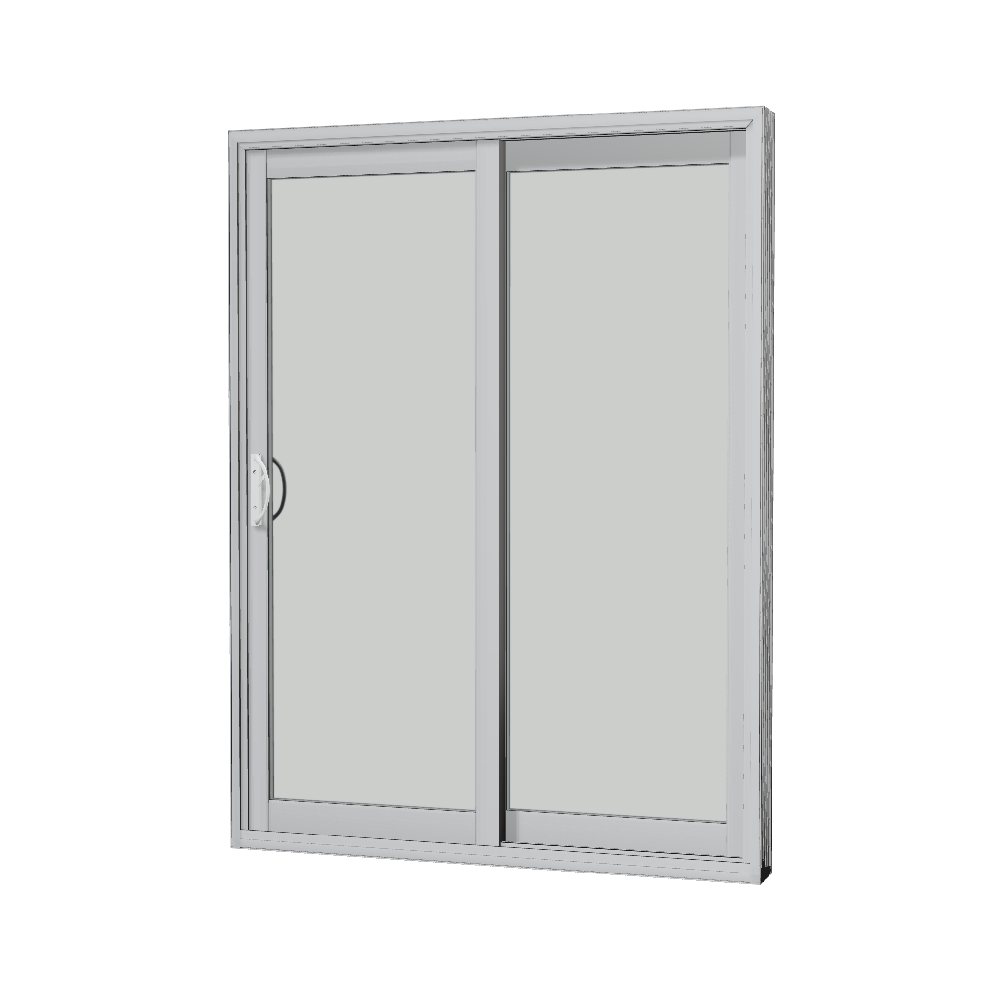 Angled interior view of Capri 59.5 × 79.25 inch OR Sliding Patio Door — Black / White