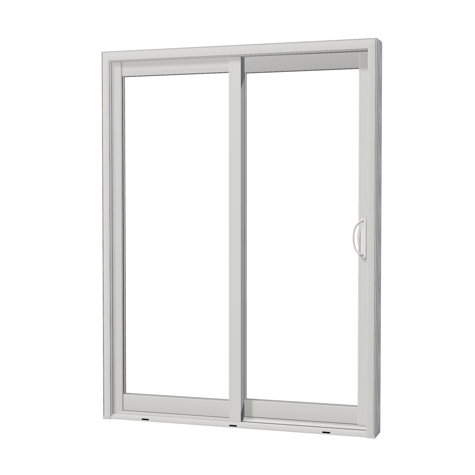 Angled exterior view of Capri 59.5 × 79.25 inch OR Sliding Patio Door — White / White