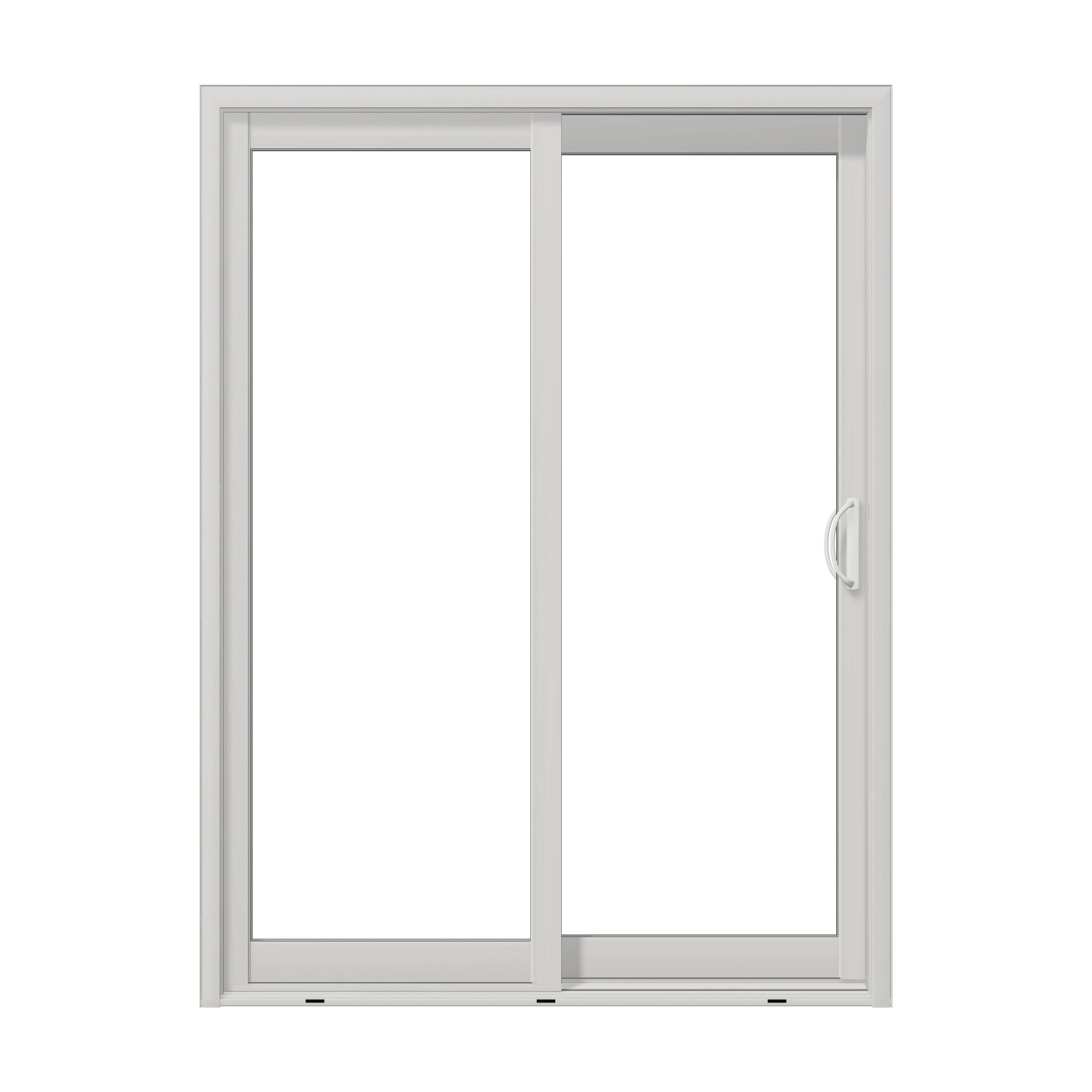 Straight exterior view of Capri 59.5 × 79.25 inch 2-Panel OR Vinyl Sliding Patio Door — White / White