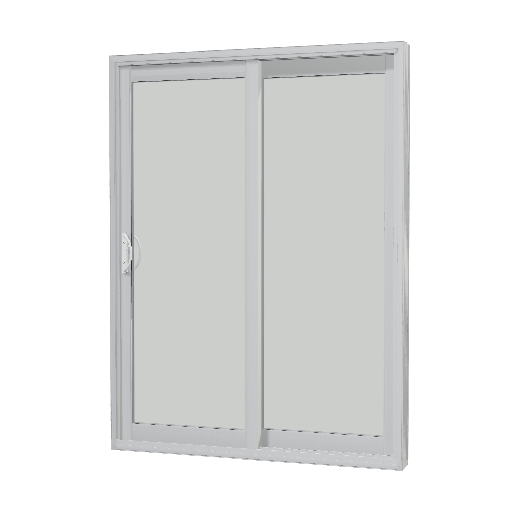 Angled interior view of Capri 59.5 × 79.25 inch OR Sliding Patio Door — White / White
