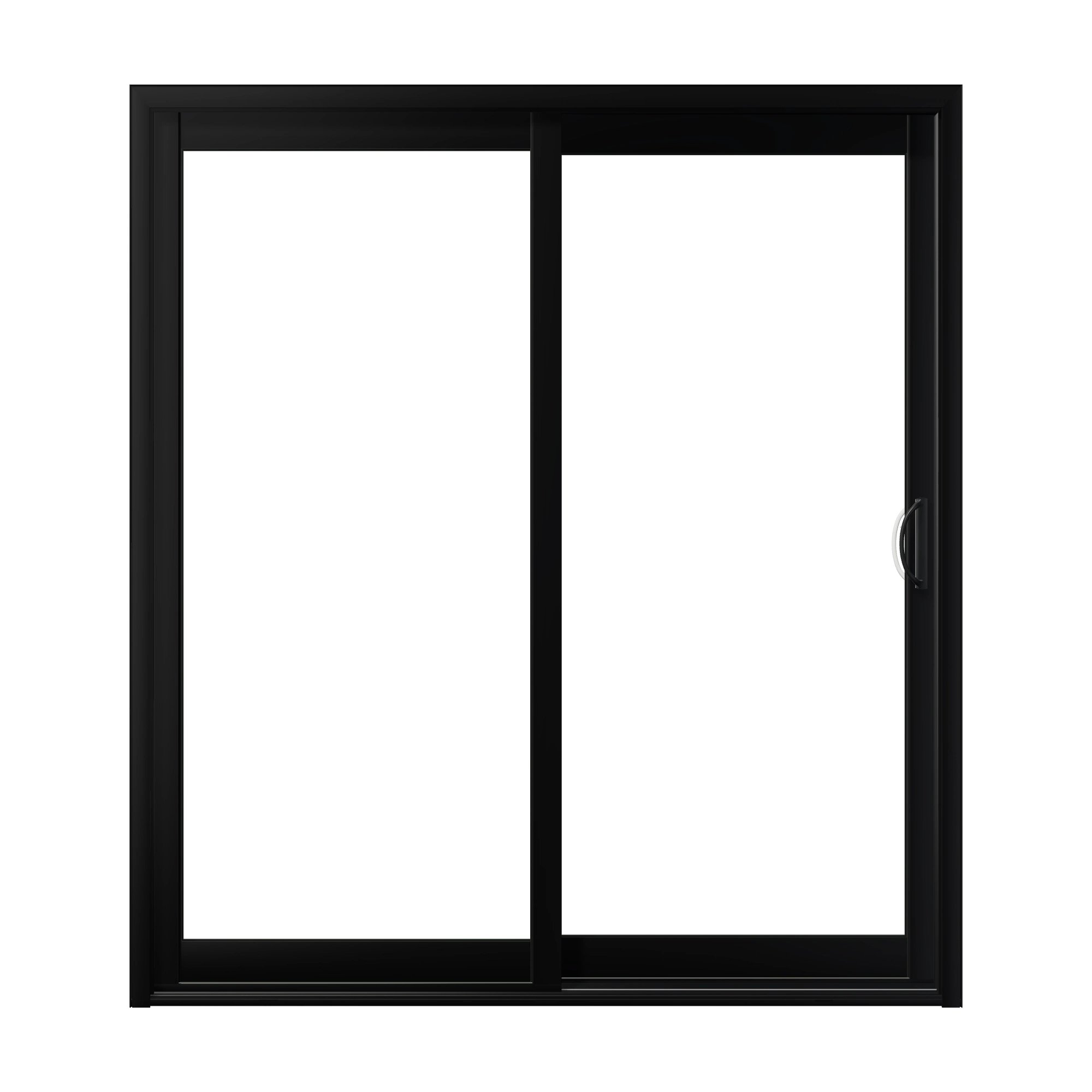 Straight exterior view of Capri 71.5 × 79.25 inch 2-Panel OR Vinyl Sliding Patio Door — Black / White