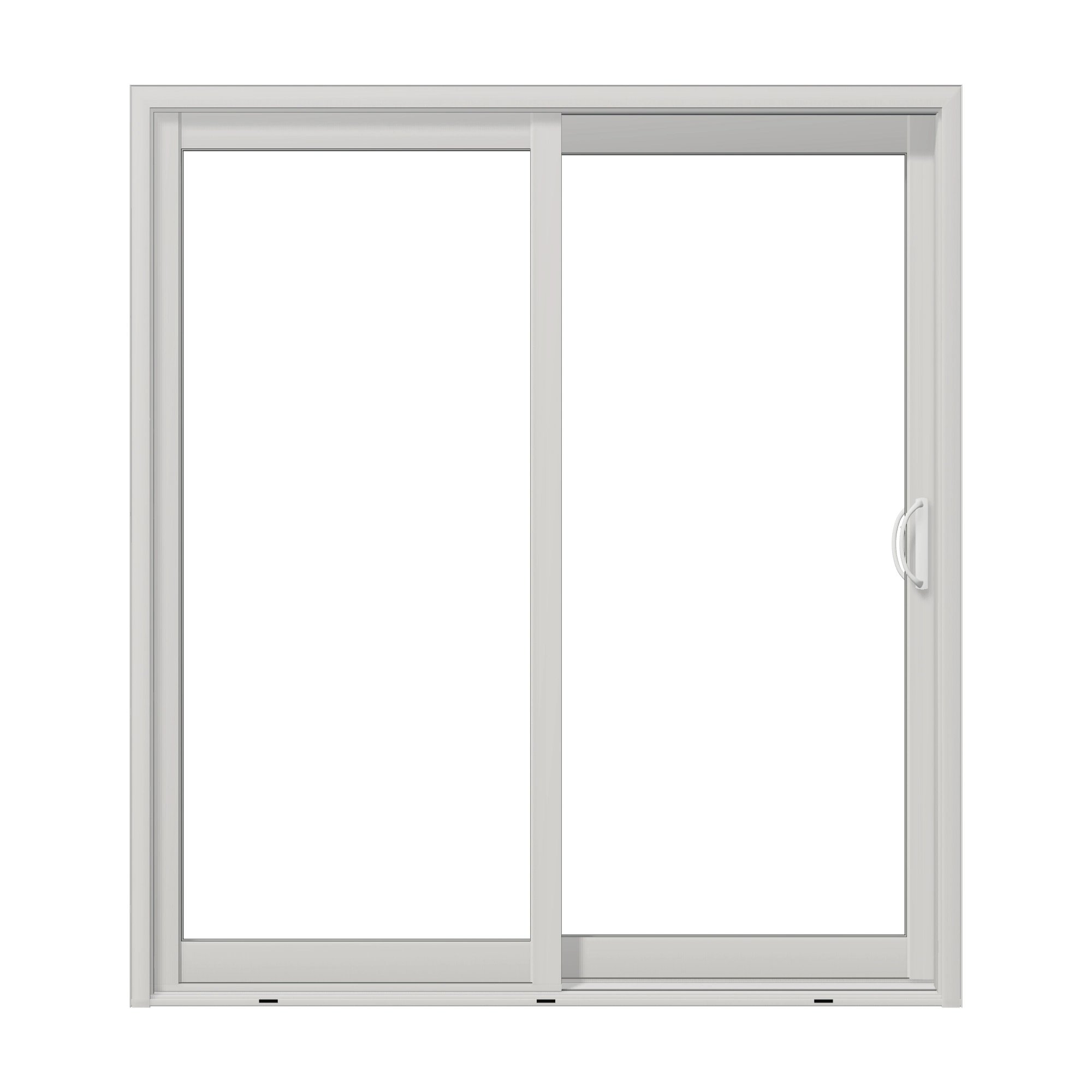 Straight exterior view of Capri 71.5 × 79.25 inch 2-Panel OR Vinyl Sliding Patio Door — White / White
