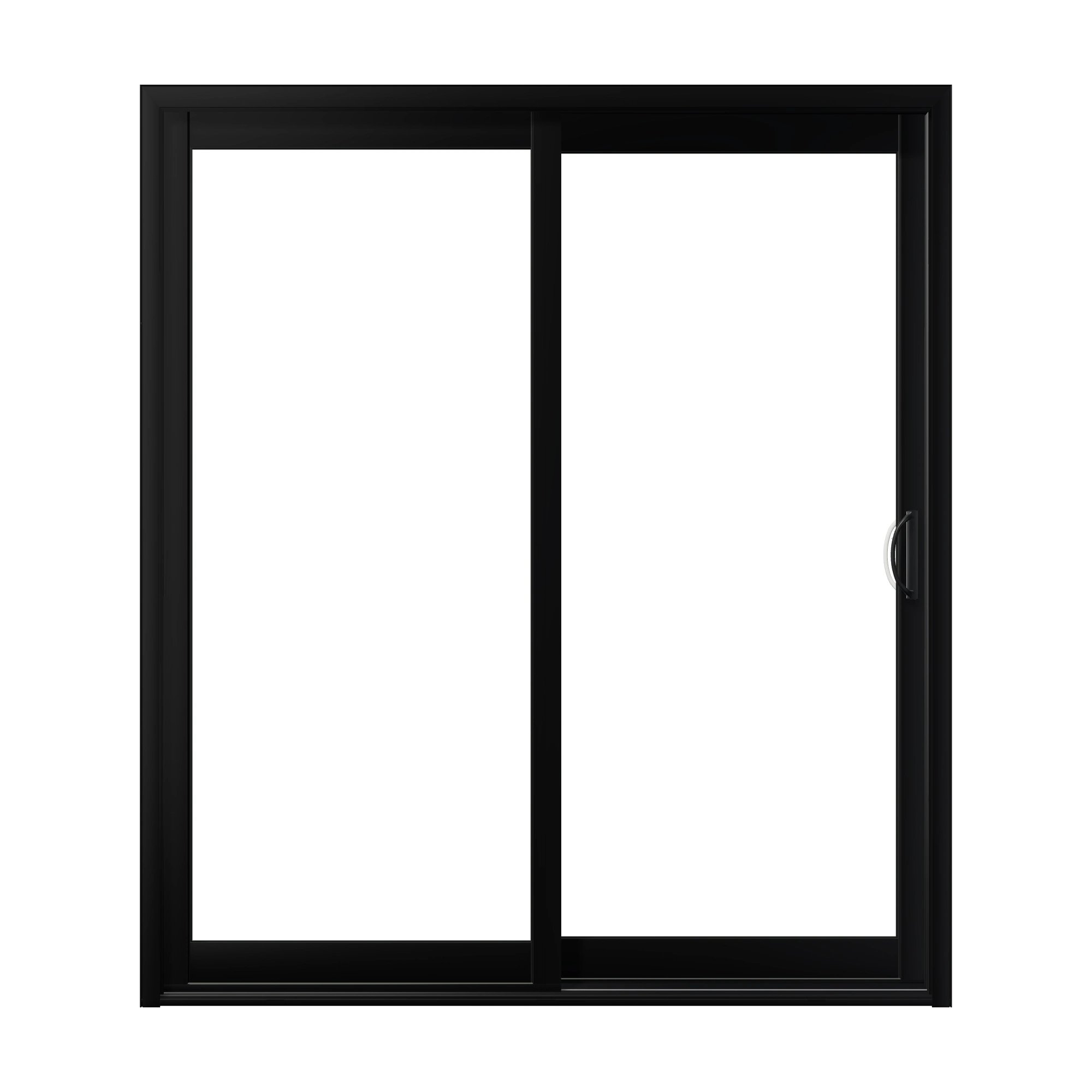 Straight exterior view of Capri 71.5 × 81.25 inch 2-Panel OR Vinyl Sliding Patio Door — Black / White