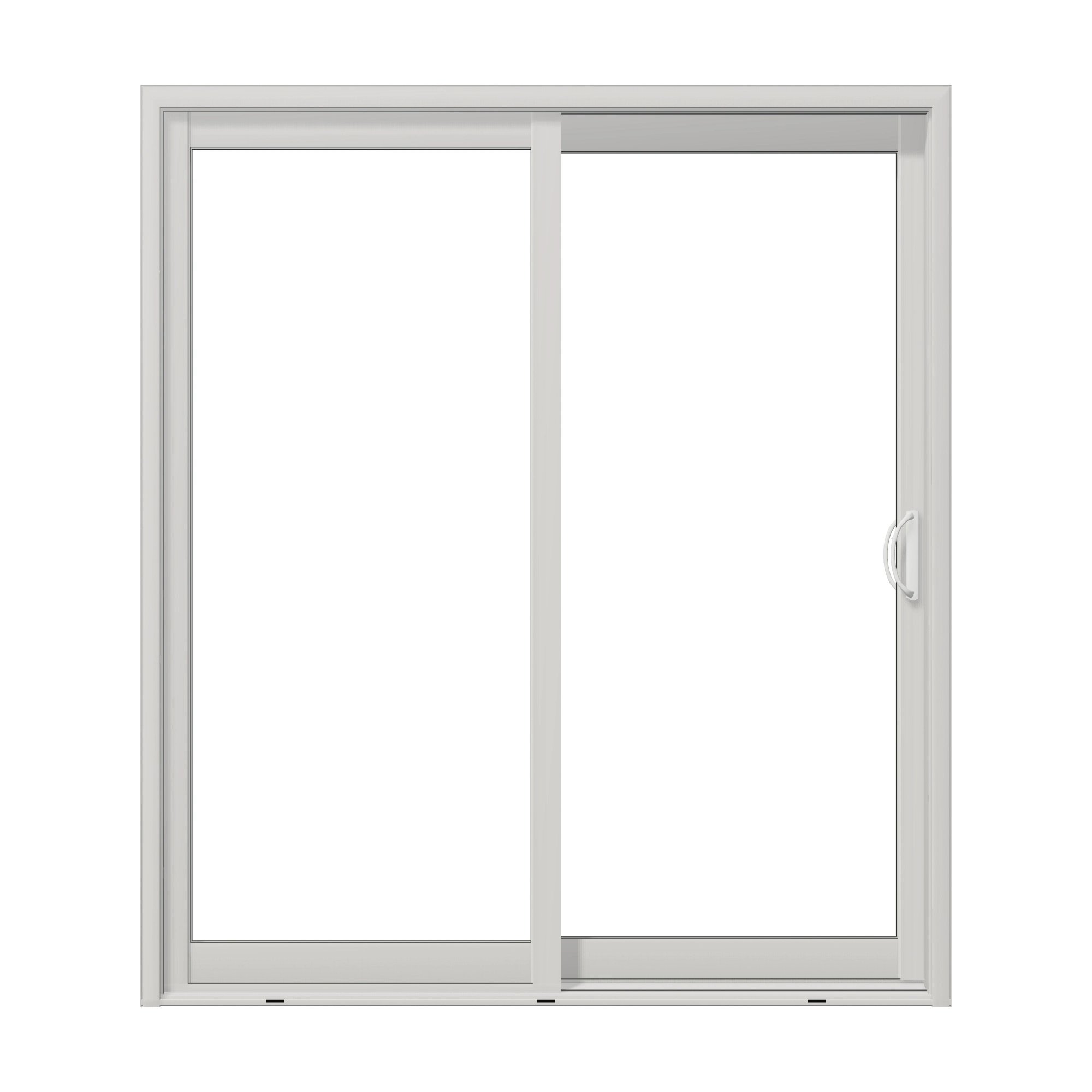 Straight exterior view of Capri 71.5 × 81.25 inch 2-Panel OR Vinyl Sliding Patio Door — White / White