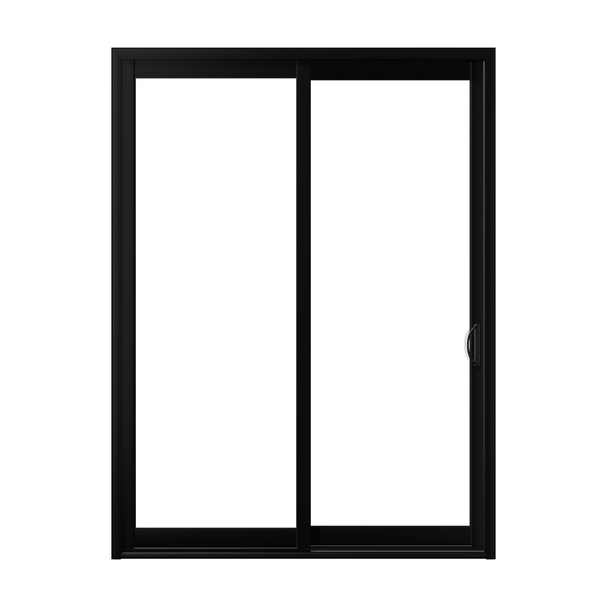 Straight exterior view of Capri 71.5 × 95.25 inch 2-Panel OR Vinyl Sliding Patio Door — Black / White