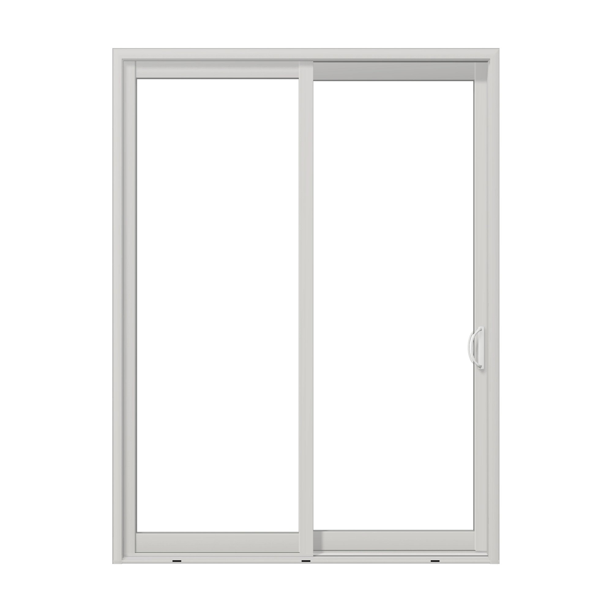 Straight exterior view of Capri 71.5 × 95.25 inch 2-Panel OR Vinyl Sliding Patio Door — White / White