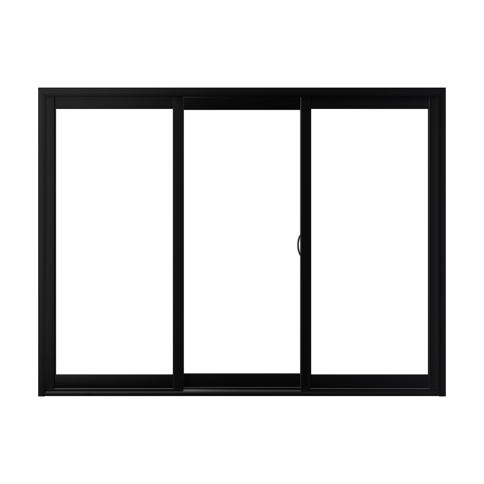 Straight exterior view of Capri 107.25 × 81.25 inch 3-Panel ORO Vinyl Sliding Patio Door — Black / White