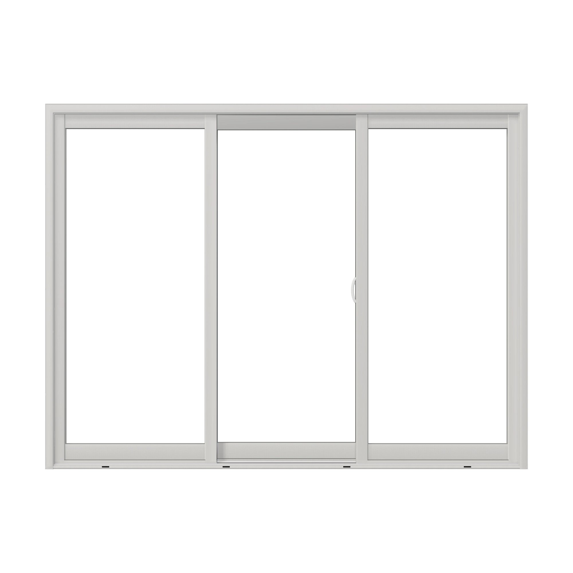 Straight exterior view of Capri 107.25 × 81.25 inch 3-Panel ORO Vinyl Sliding Patio Door — White / White