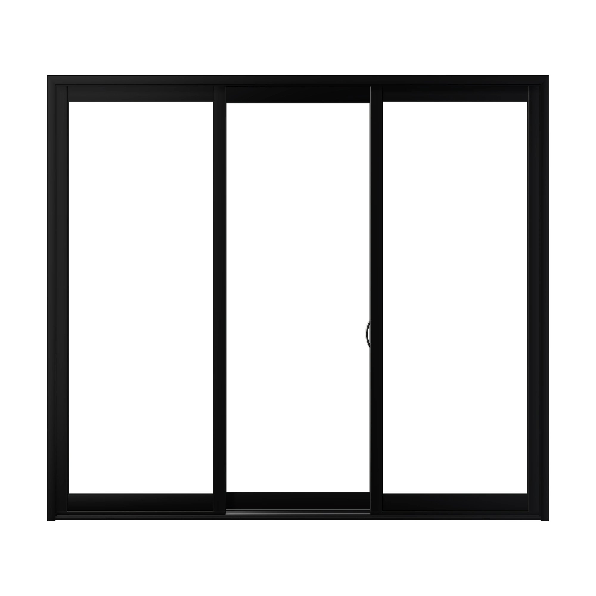 Straight exterior view of Capri 107.25 × 95.25 inch 3-Panel ORO Vinyl Sliding Patio Door — Black / White