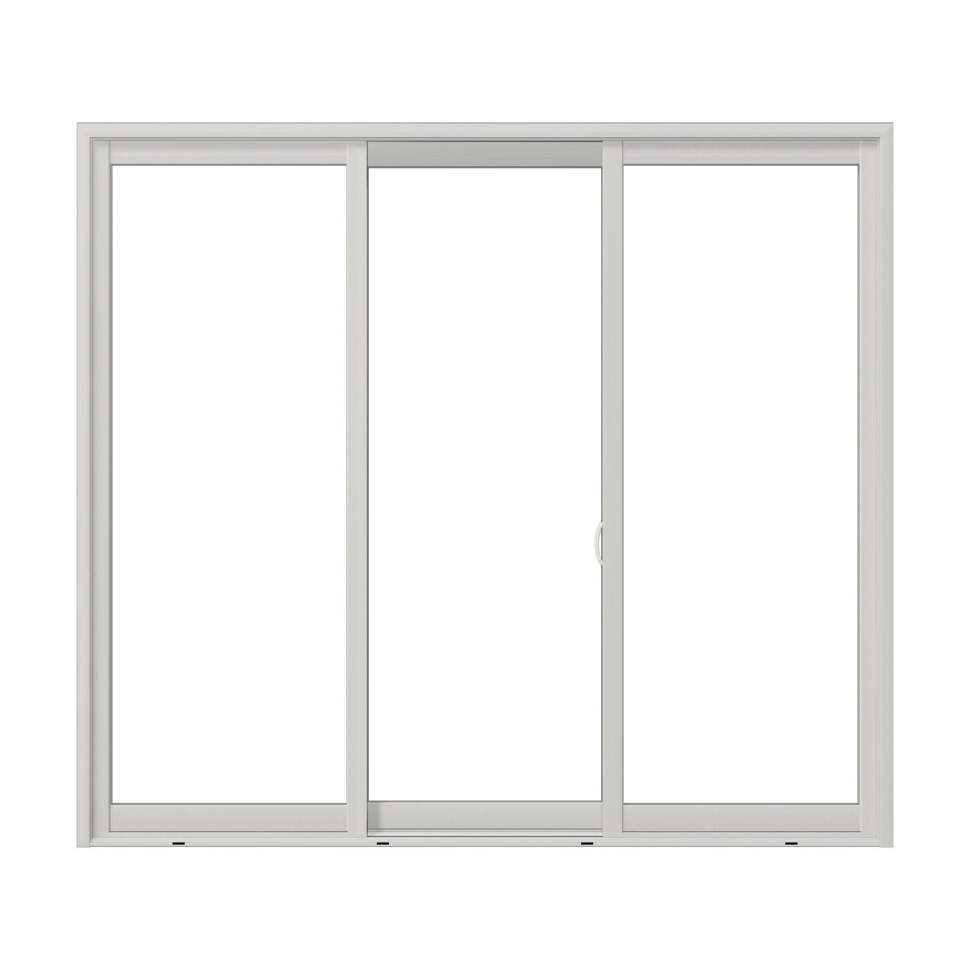 Straight exterior view of Capri 107.25 × 95.25 inch 3-Panel ORO Vinyl Sliding Patio Door — White / White