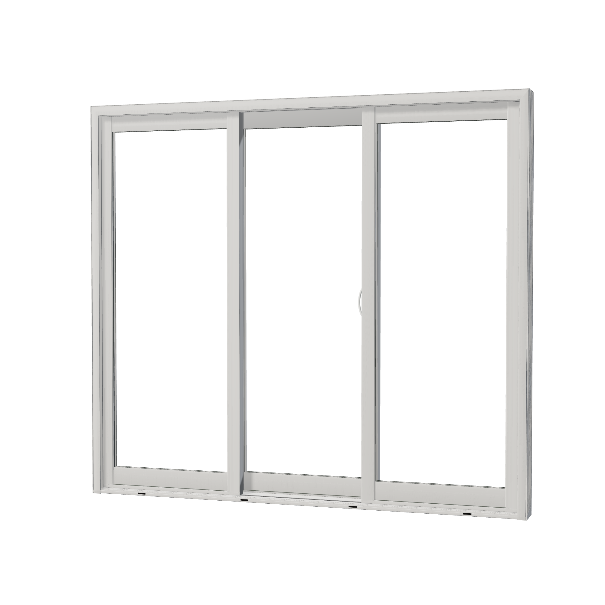 Angled exterior view of Capri 89 × 79.25 inch ORO Sliding Patio Door — White / White