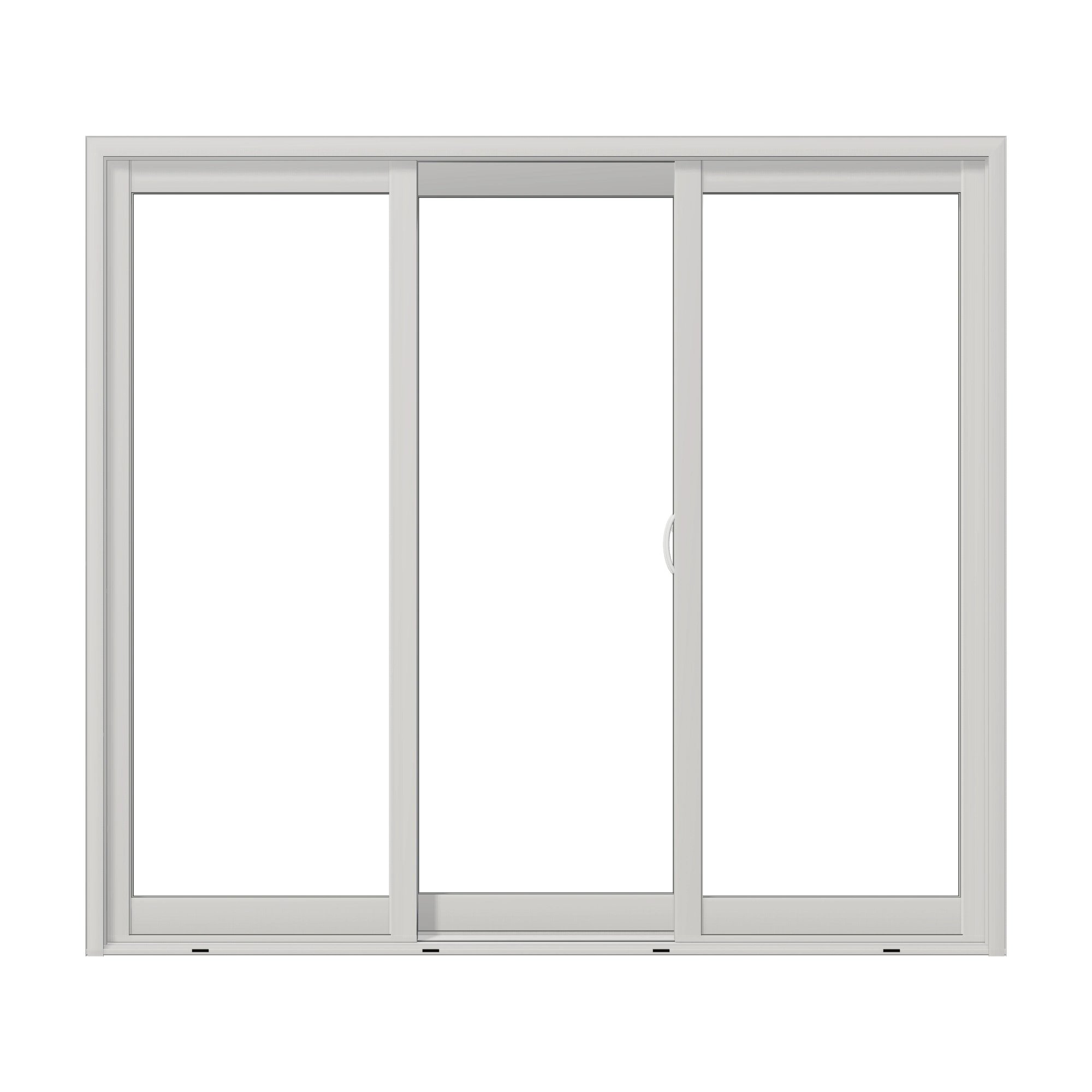Straight exterior view of Capri 89 × 79.25 inch 3-Panel ORO Vinyl Sliding Patio Door — White / White