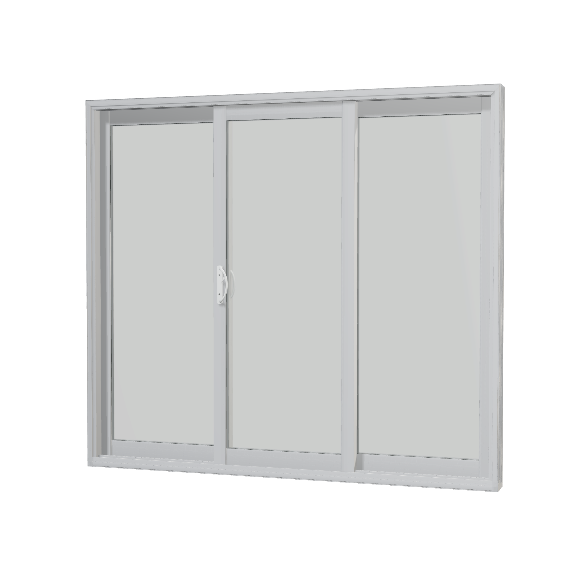 Angled interior view of Capri 89 × 79.25 inch ORO Sliding Patio Door — White / White