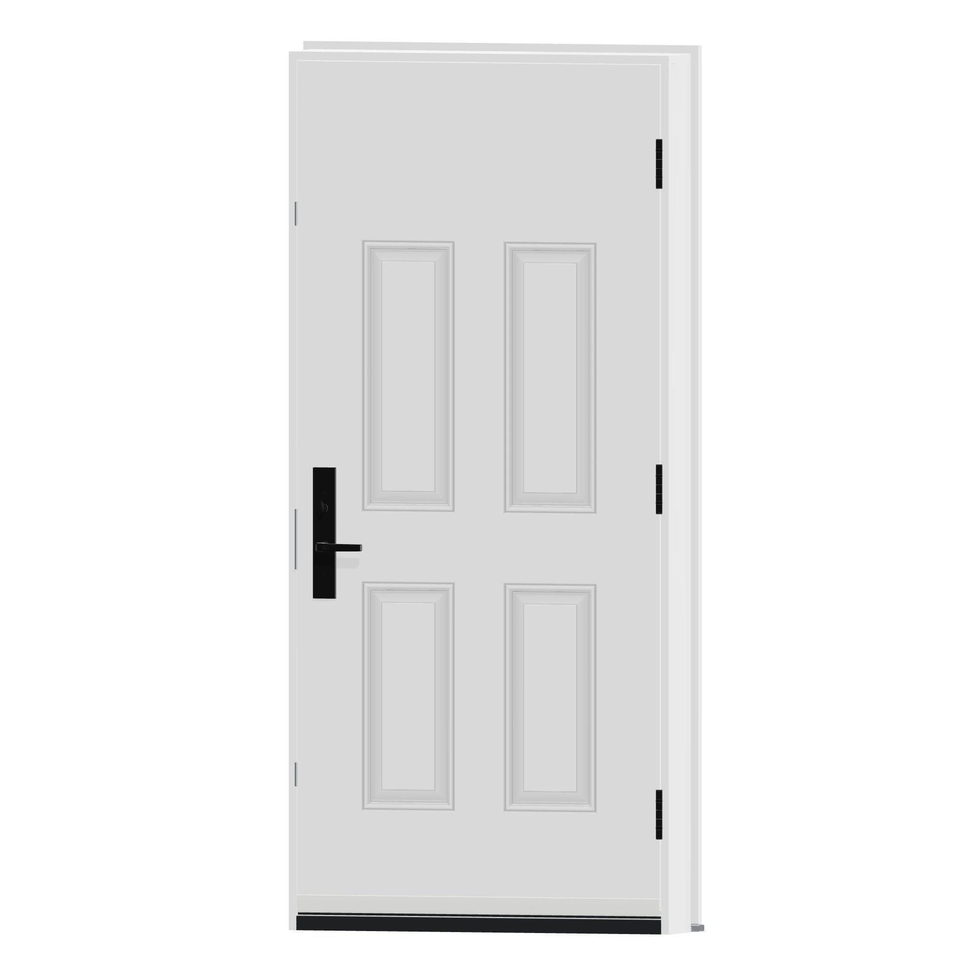 Angled interior view of 36 × 79 inch 4 Panel Blank Top Steel Entry Door