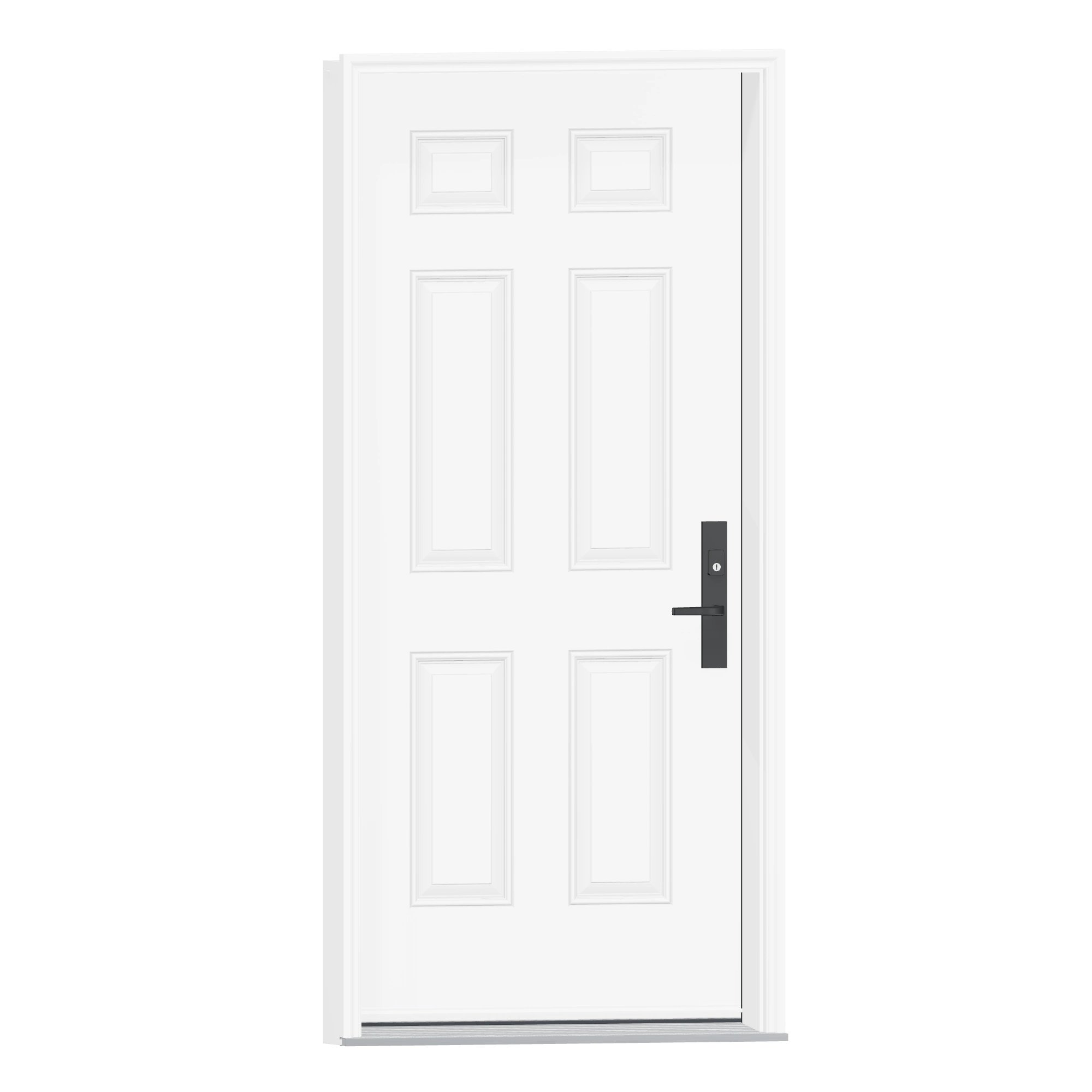 Opposite exterior angle of 36 × 79 inch 6 Panel Steel Entry Door