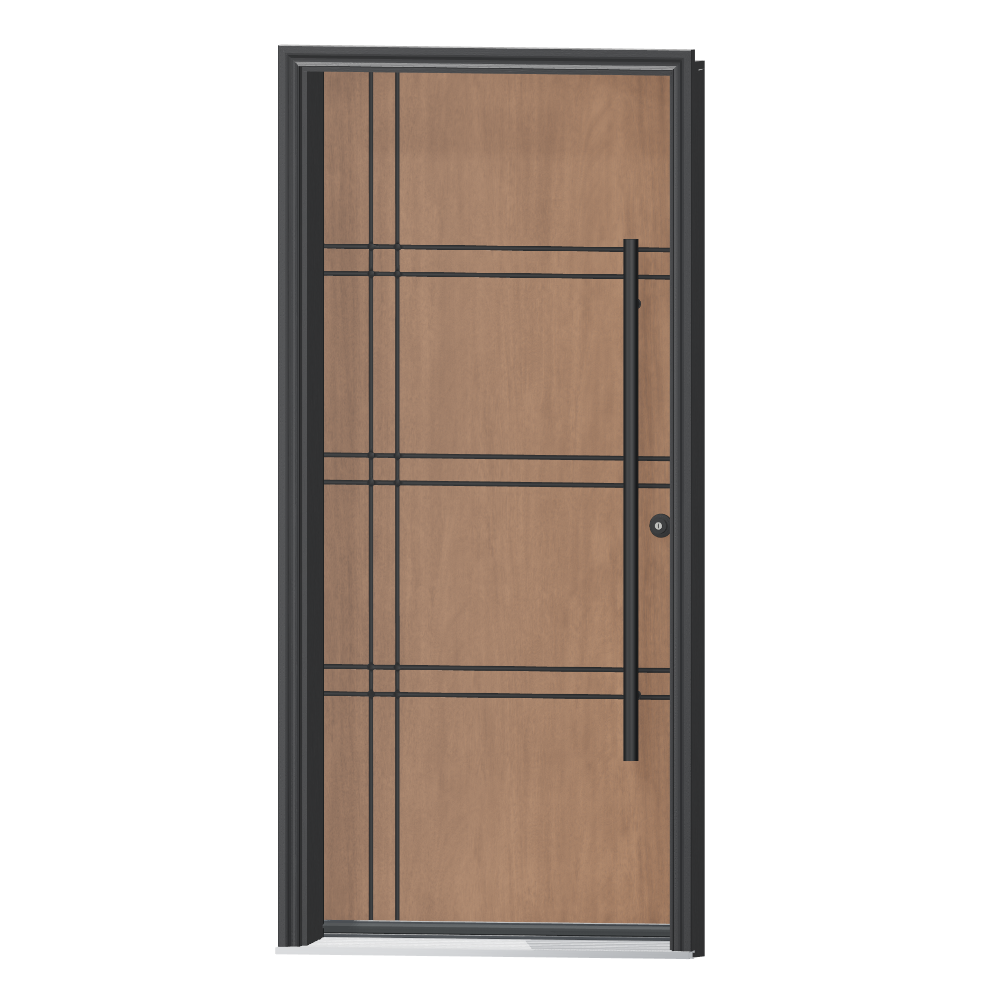 Angled exterior view of 36 × 79 inch Brit Fiberglass Entry Door