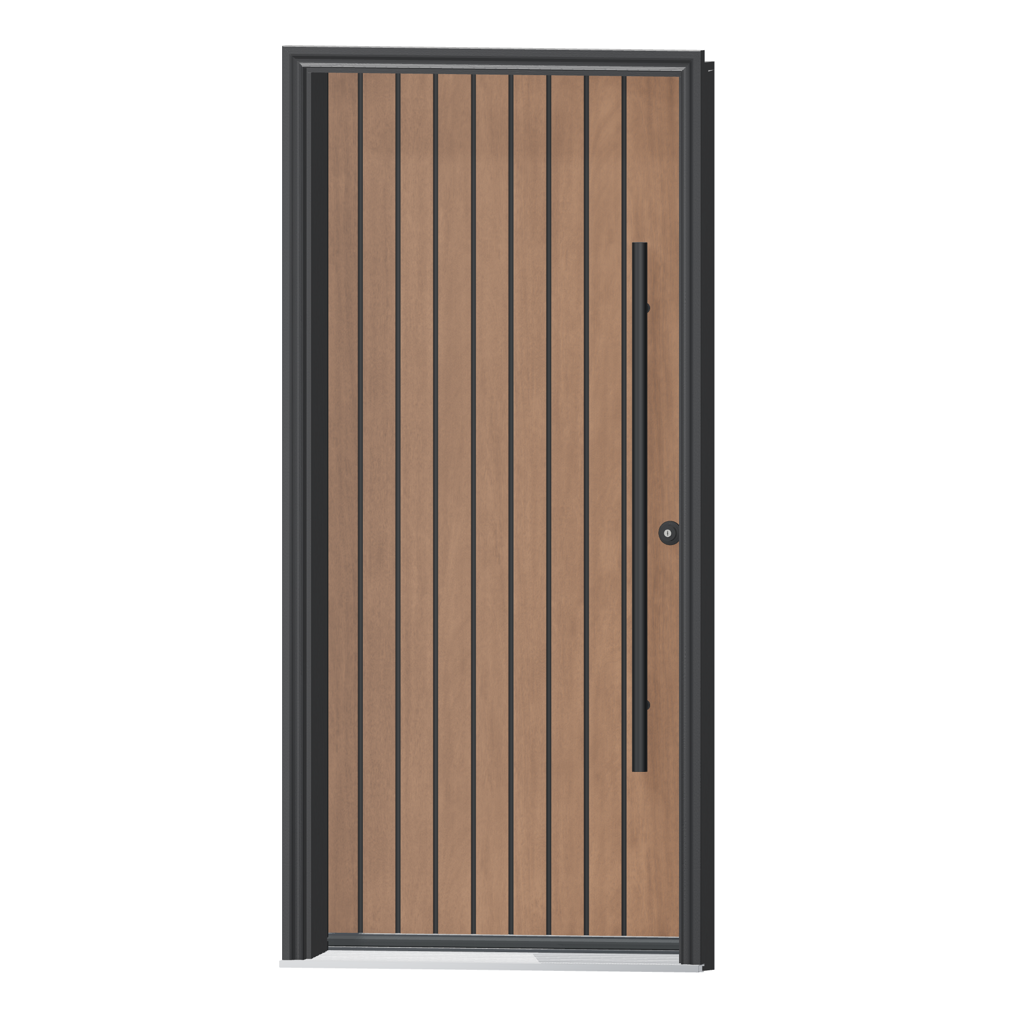 Angled exterior view of 36 × 79 inch Cane Fiberglass Entry Door