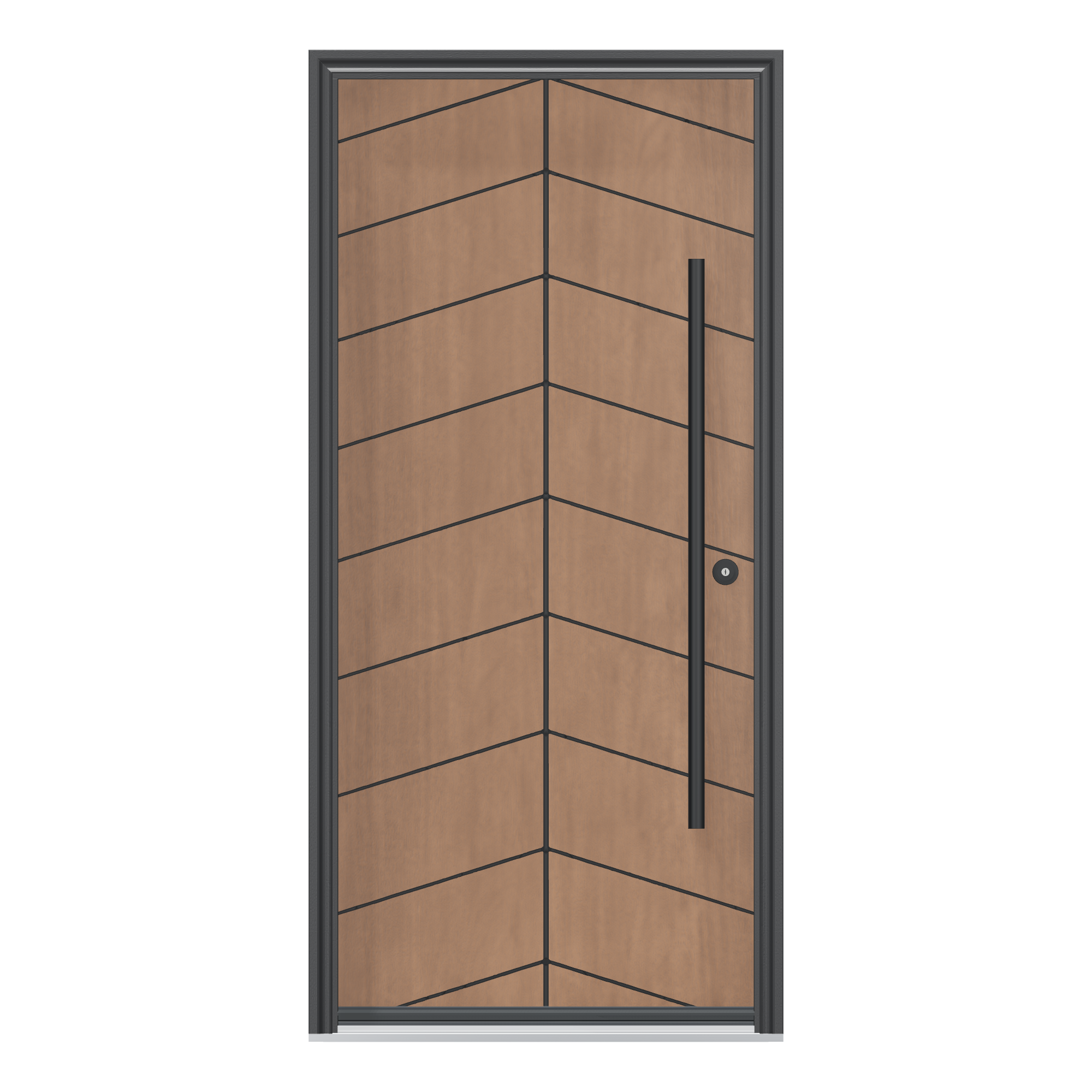 Straight exterior view of 36 × 79 inch Chevron Fiberglass Entry Door