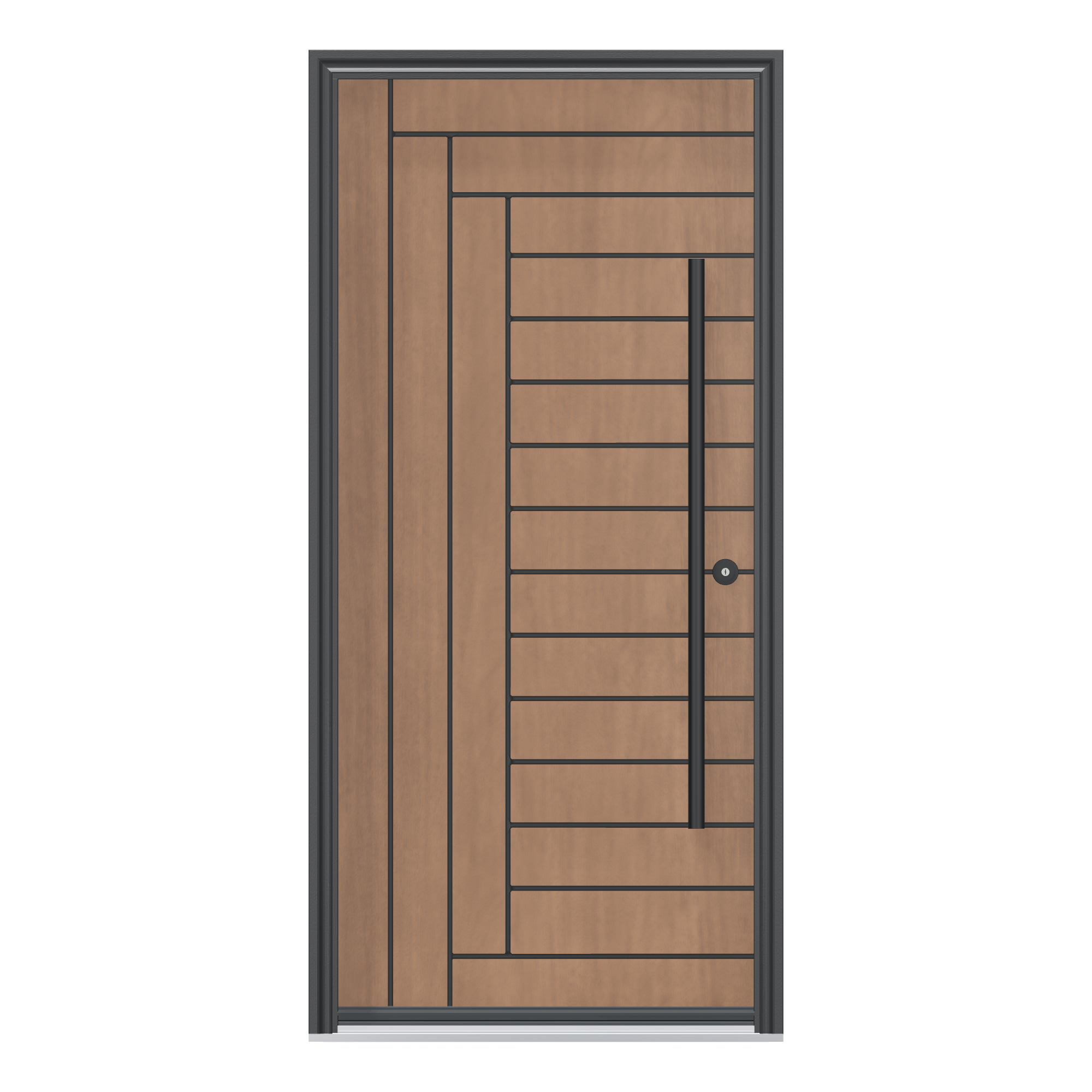 Straight exterior view of 36 × 79 inch Craft Fiberglass Entry Door