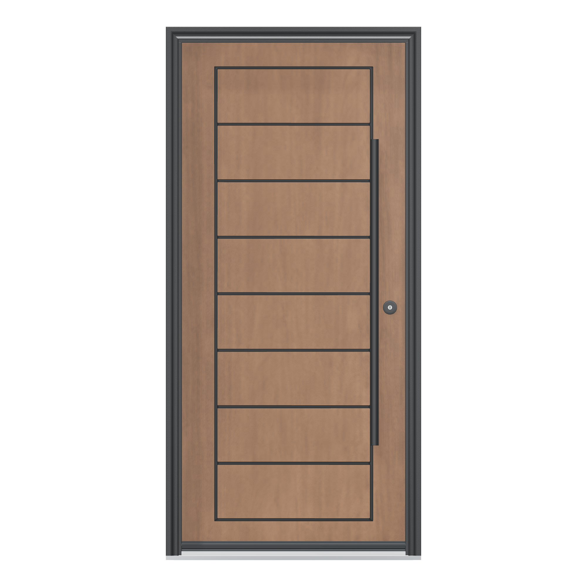 Straight exterior view of 36 × 79 inch Deck 3 Fiberglass Entry Door