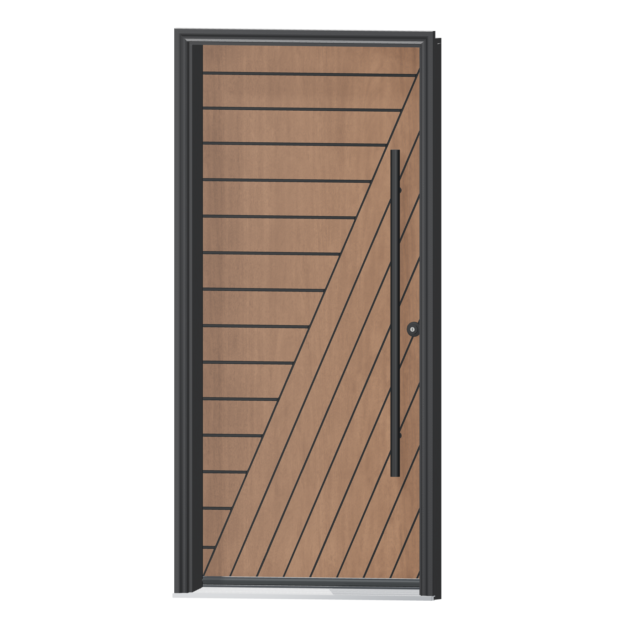 Angled exterior view of 36 × 79 inch Delta Fiberglass Entry Door