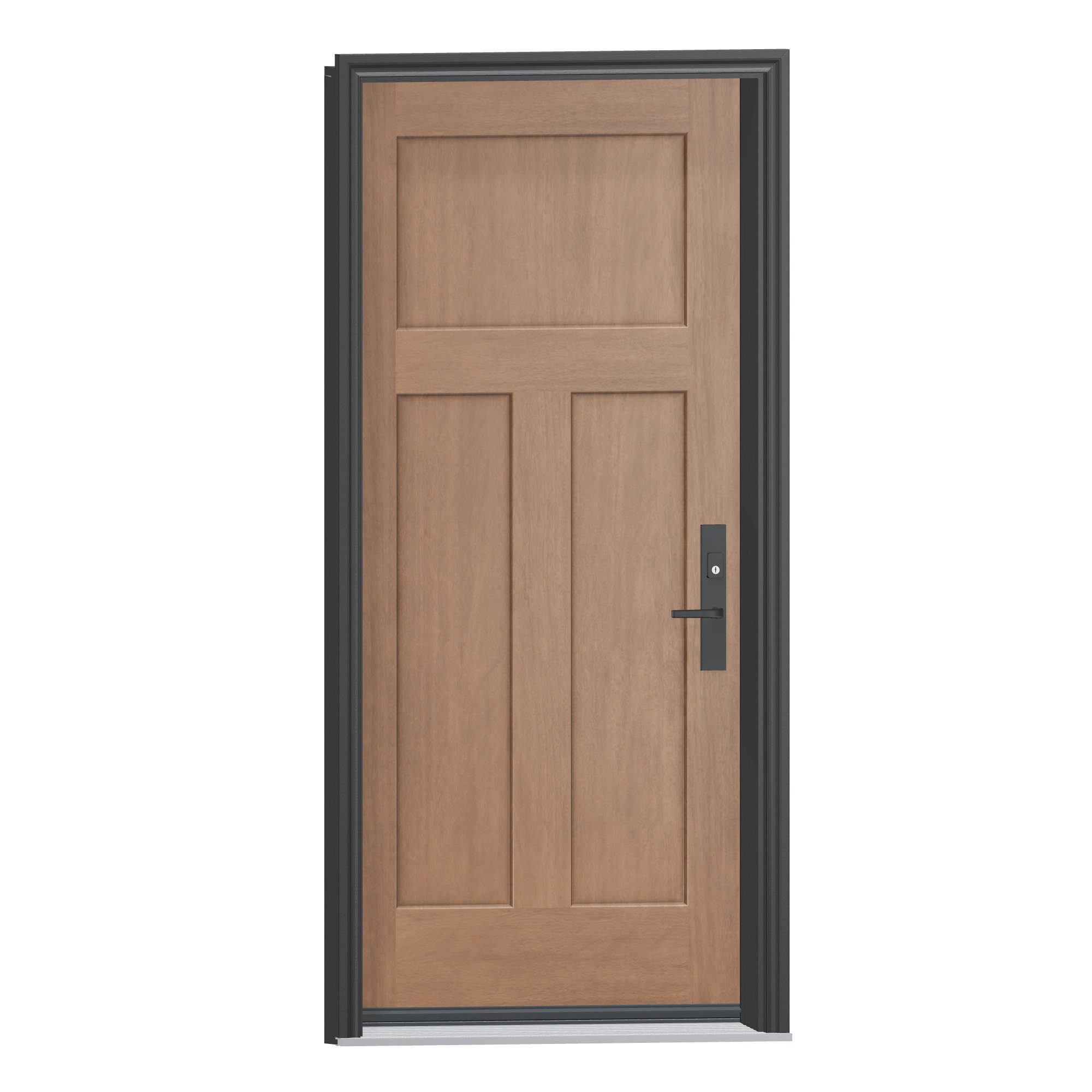 Opposite exterior angle of 36 × 79 inch Three Panel Craftsman · 79″ Fiberglass Entry Door