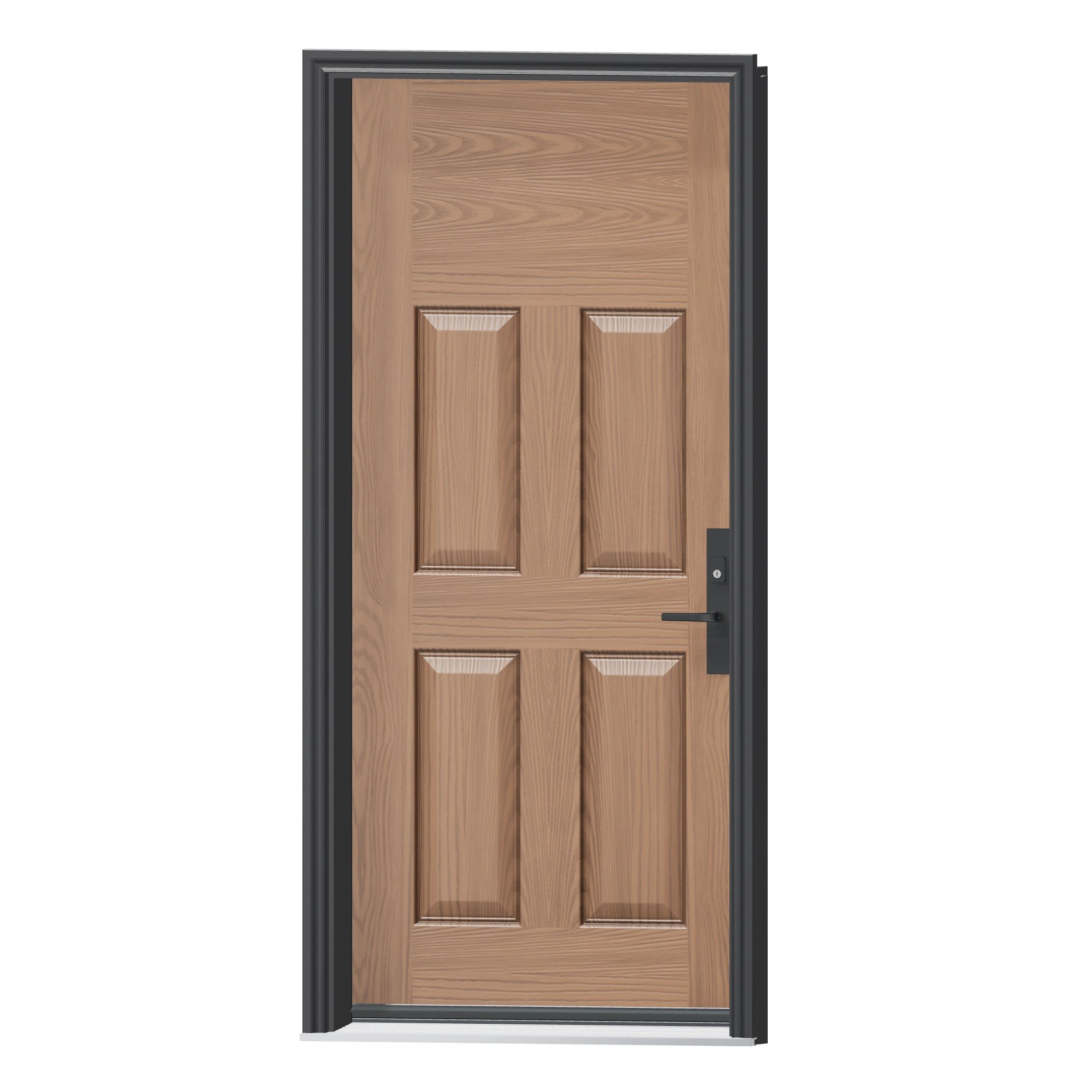 Angled exterior view of 36 × 79 inch Four panel · blank top Fiberglass Entry Door