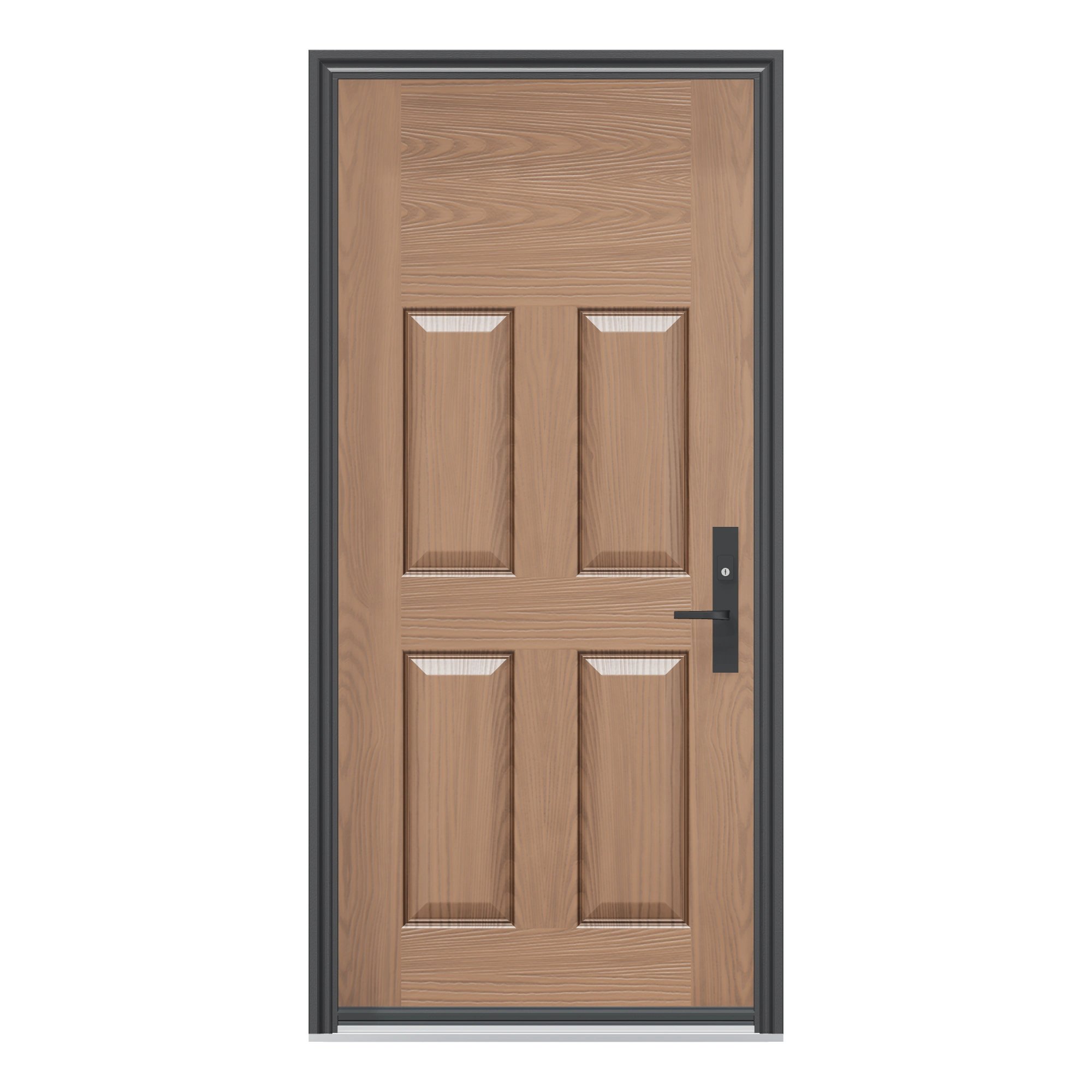 Straight exterior view of 36 × 79 inch Four panel · blank top Fiberglass Entry Door