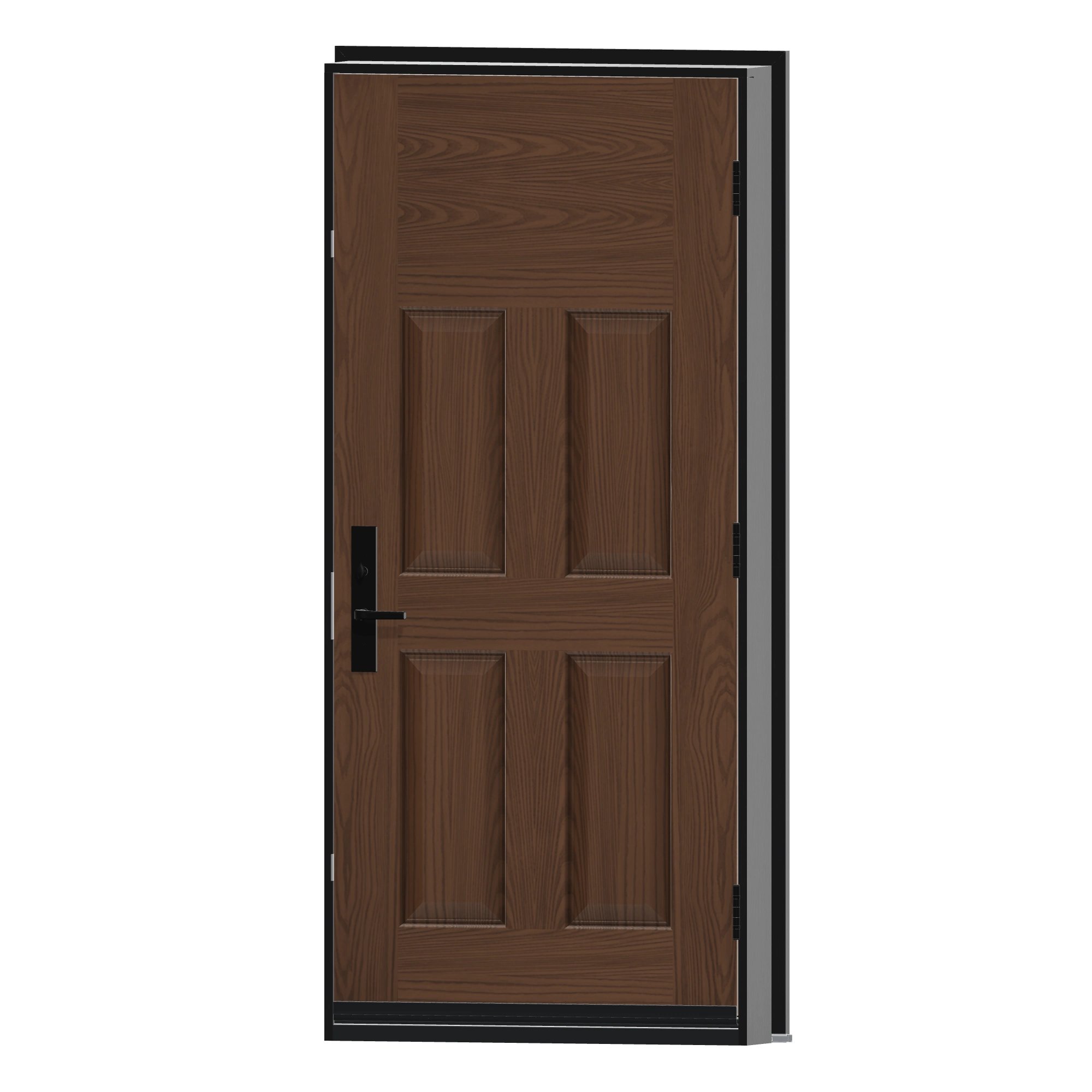Angled interior view of 36 × 79 inch Four panel · blank top Fiberglass Entry Door