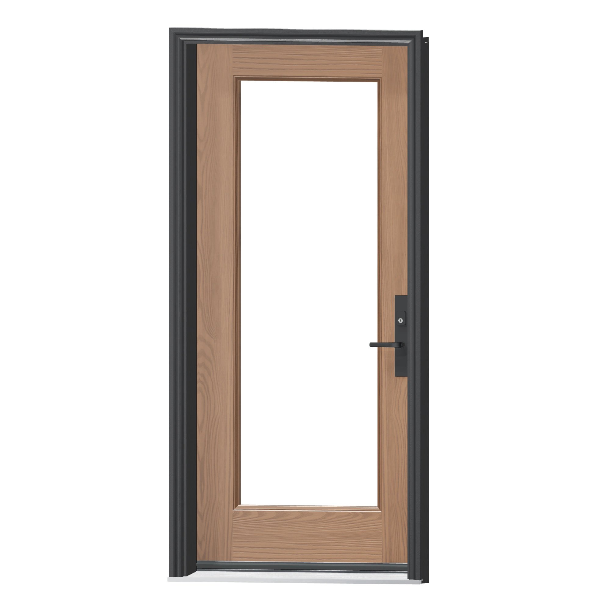 Angled exterior view of 36 × 79 inch Full lite · integral surround Fiberglass Entry Door