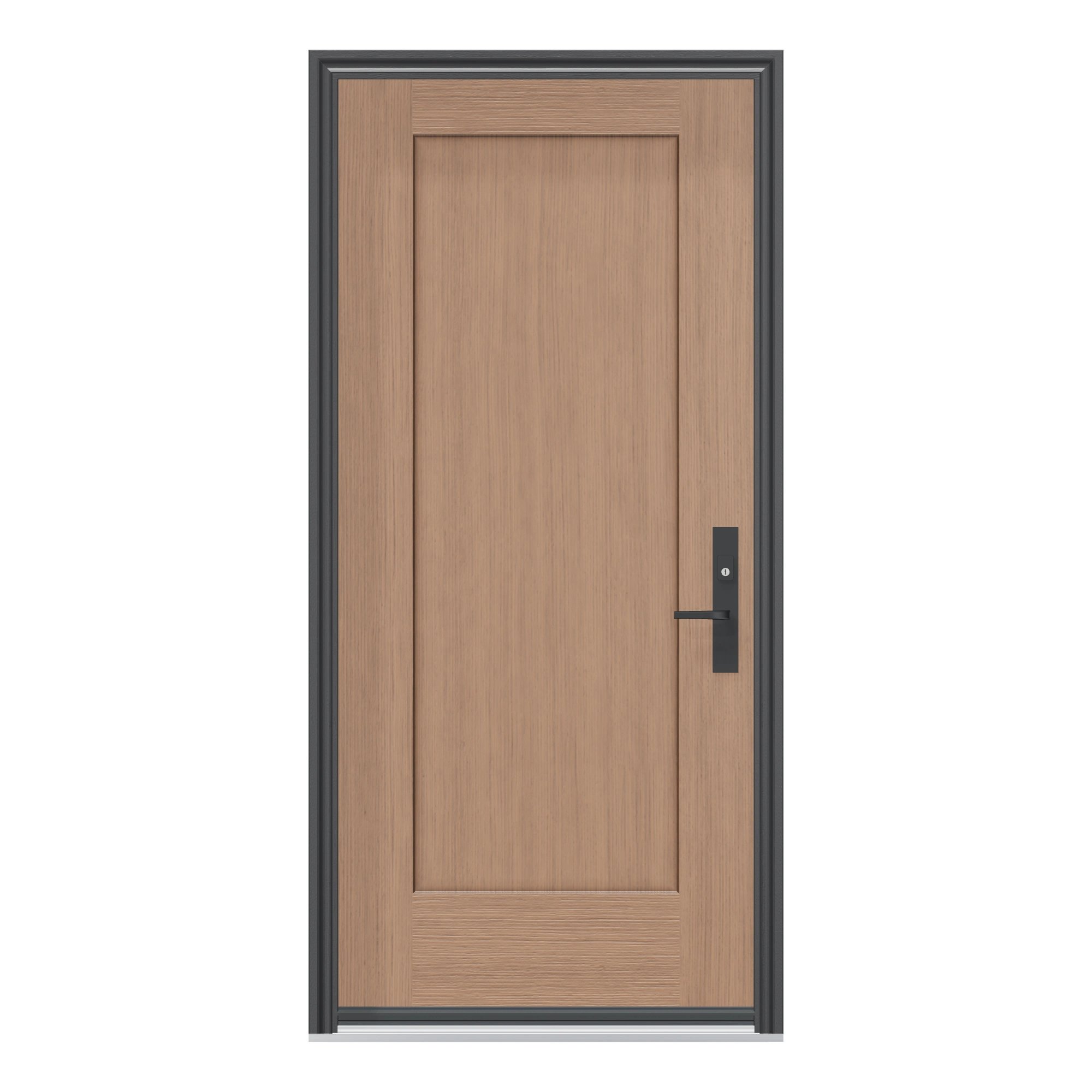Straight exterior view of 36 × 79 inch One panel Shaker Fiberglass Entry Door