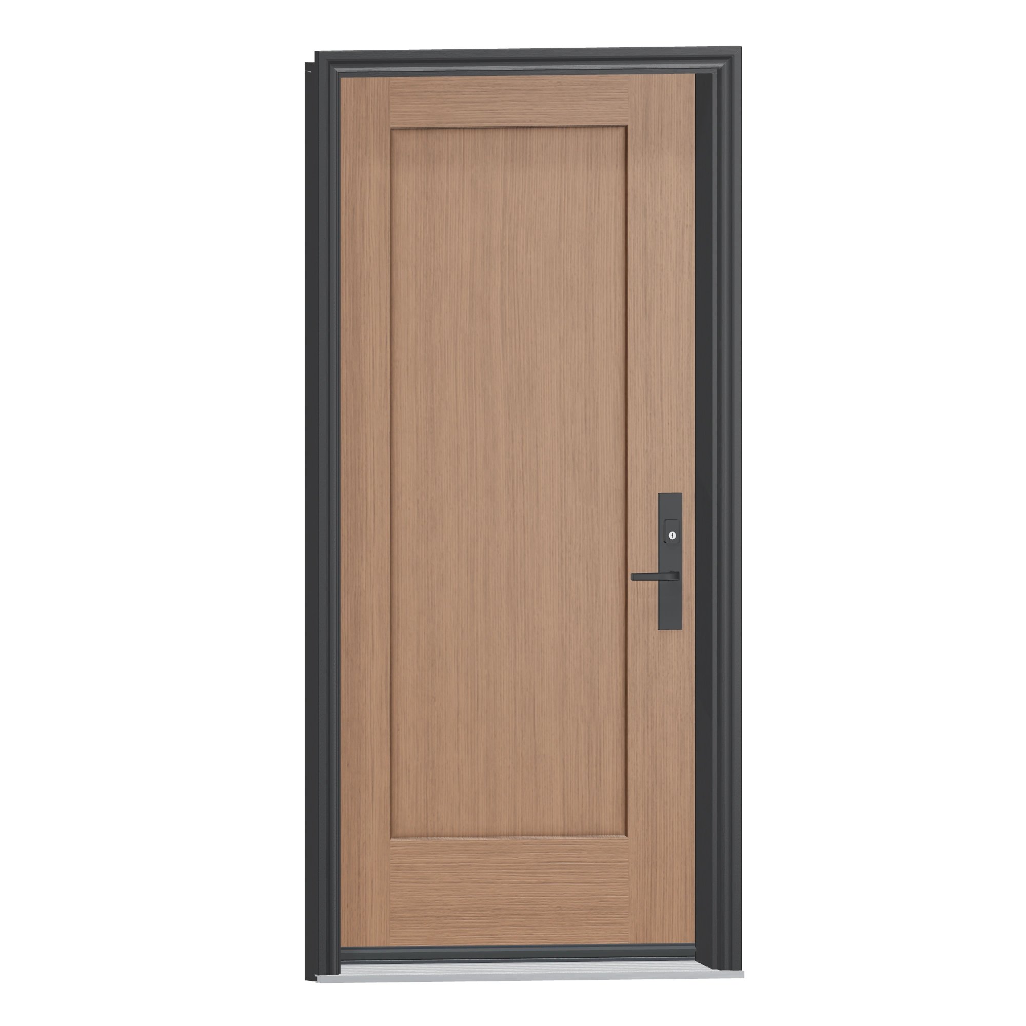Opposite exterior angle of 36 × 79 inch One panel Shaker Fiberglass Entry Door
