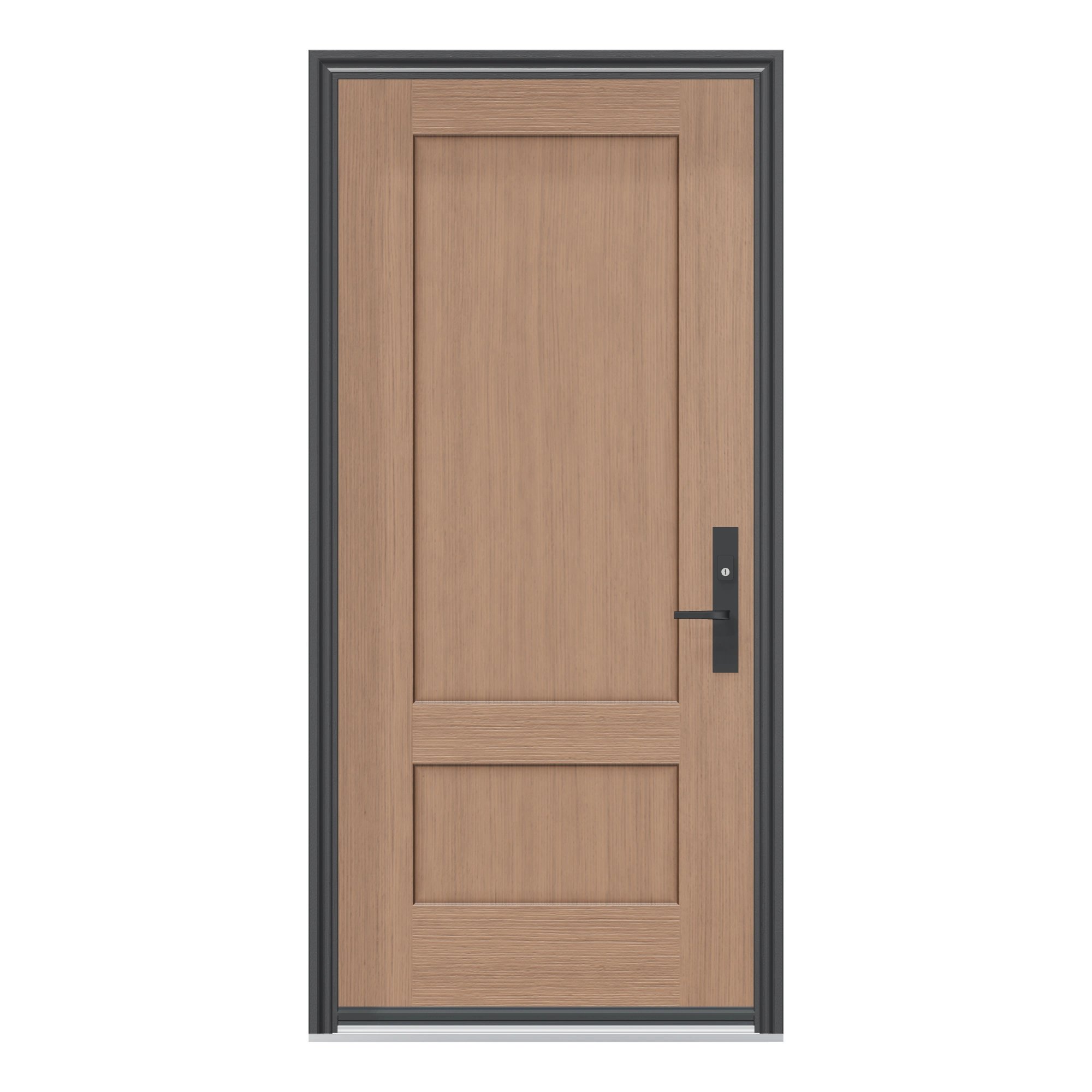 Straight exterior view of 36 × 79 inch Three-quarter Shaker Fiberglass Entry Door