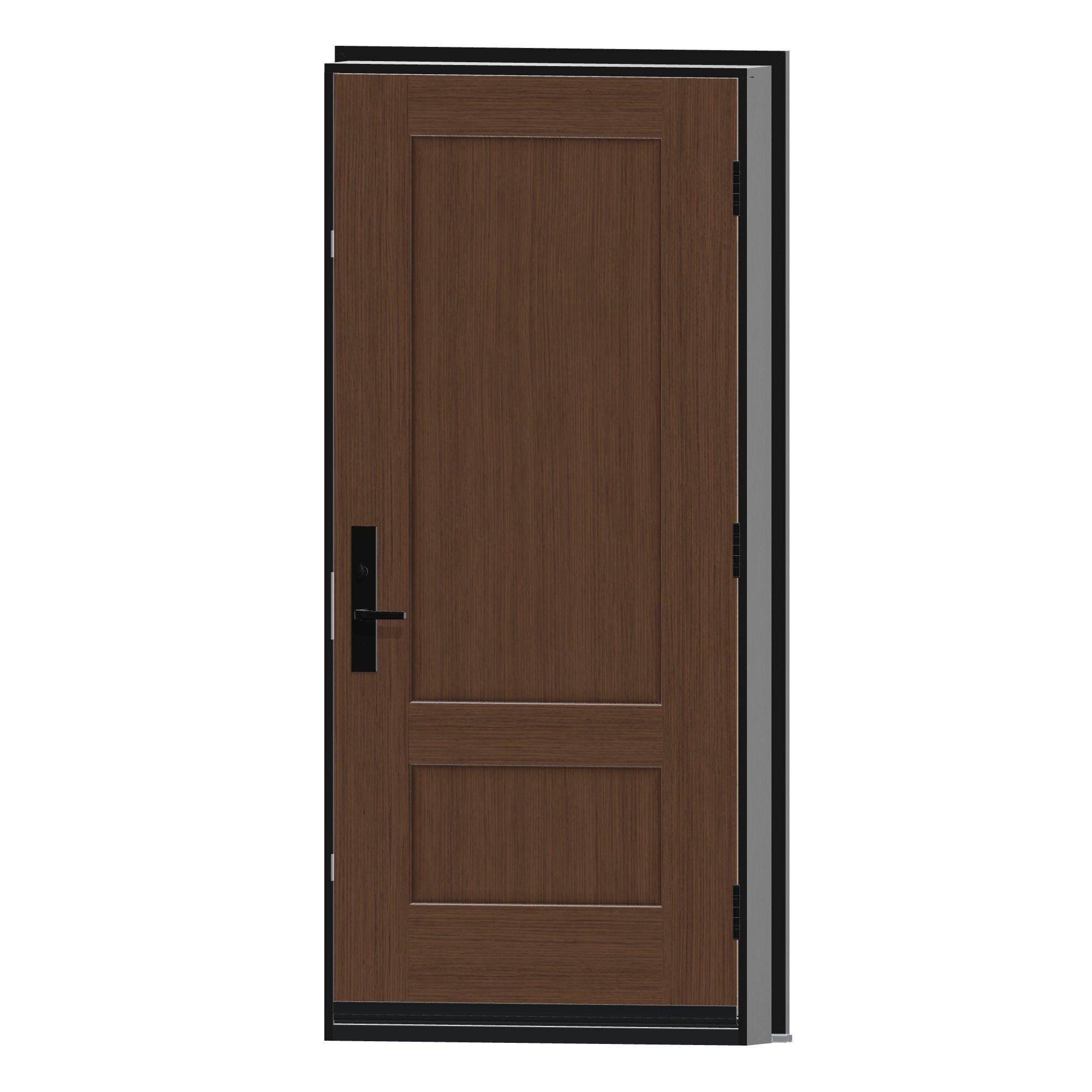 Angled interior view of 36 × 79 inch Three-quarter Shaker Fiberglass Entry Door