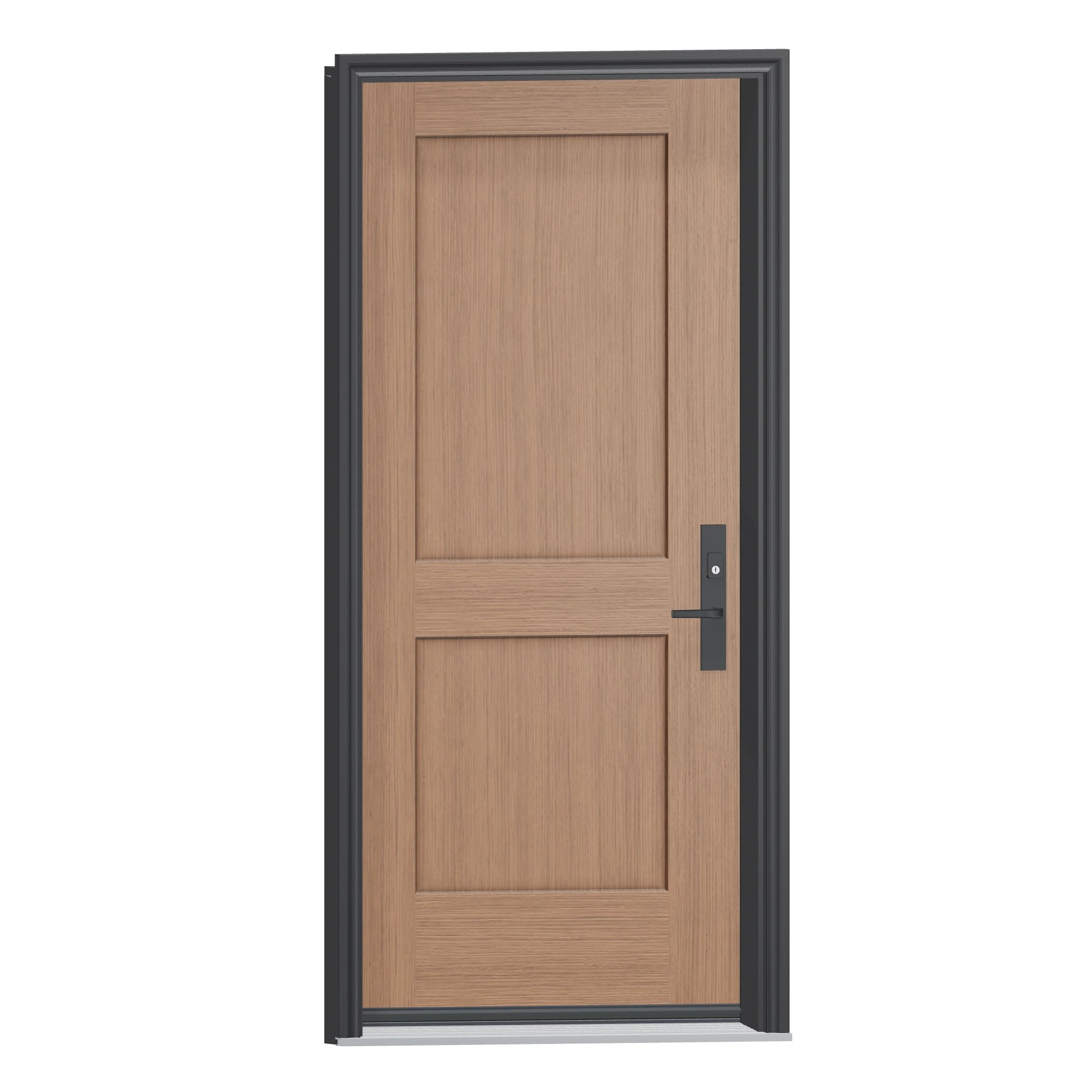 Opposite exterior angle of 36 × 79 inch Two panel Shaker Fiberglass Entry Door