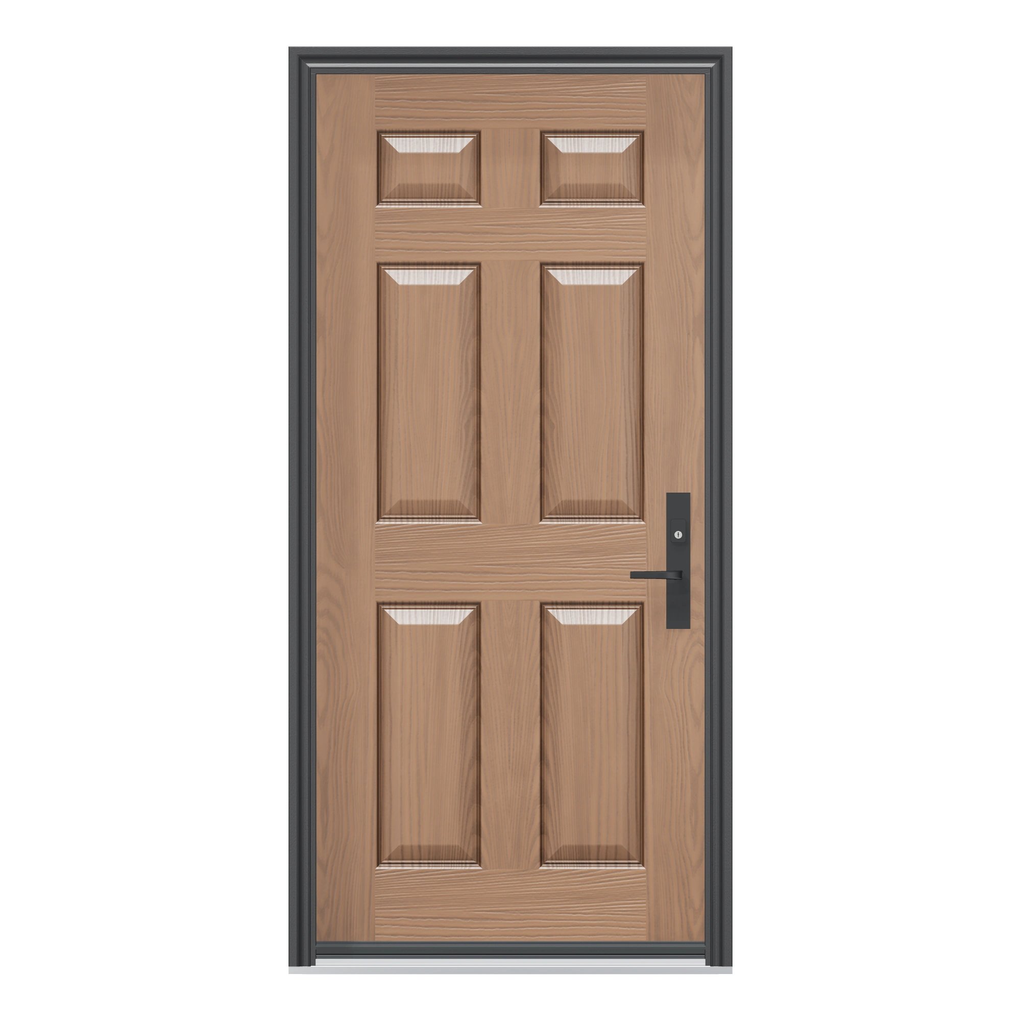 Straight exterior view of 36 × 79 inch Six panel Fiberglass Entry Door
